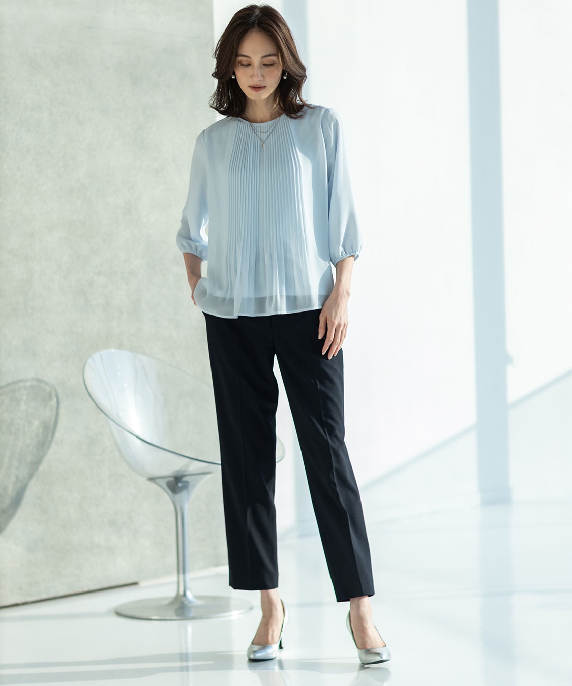 A/C DESIGN BY ALPHA CUBIC シフォンプリーツＴブラウス_sub_13