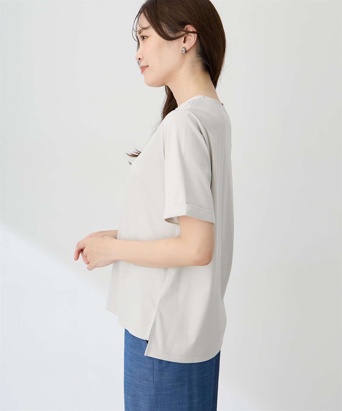 A/C DESIGN BY ALPHA CUBIC 【ALCOLLAGEプリント】プリントボートネックＴシャツ【すごツヤ・UVカット・接触冷感】_sub_2