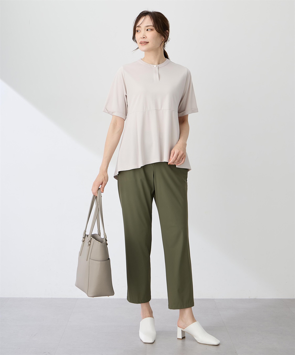 A/C DESIGN BY ALPHA CUBIC クルーネックペプラムTシャツ【ひやツヤ・UVカット・接触冷感】_sub_10