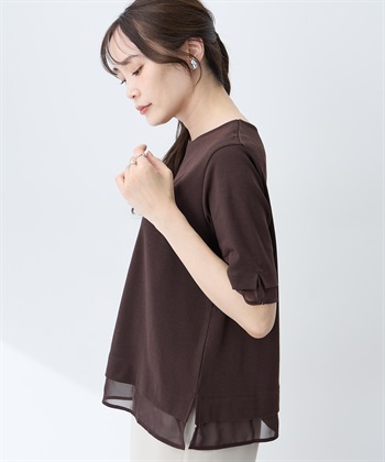 A/C DESIGN BY ALPHA CUBIC シフォンドッキングTシャツ【接触冷感・UVカット】_subthumb_1