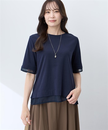 A/C DESIGN BY ALPHA CUBIC シフォンドッキングTシャツ【接触冷感・UVカット】_subthumb_3