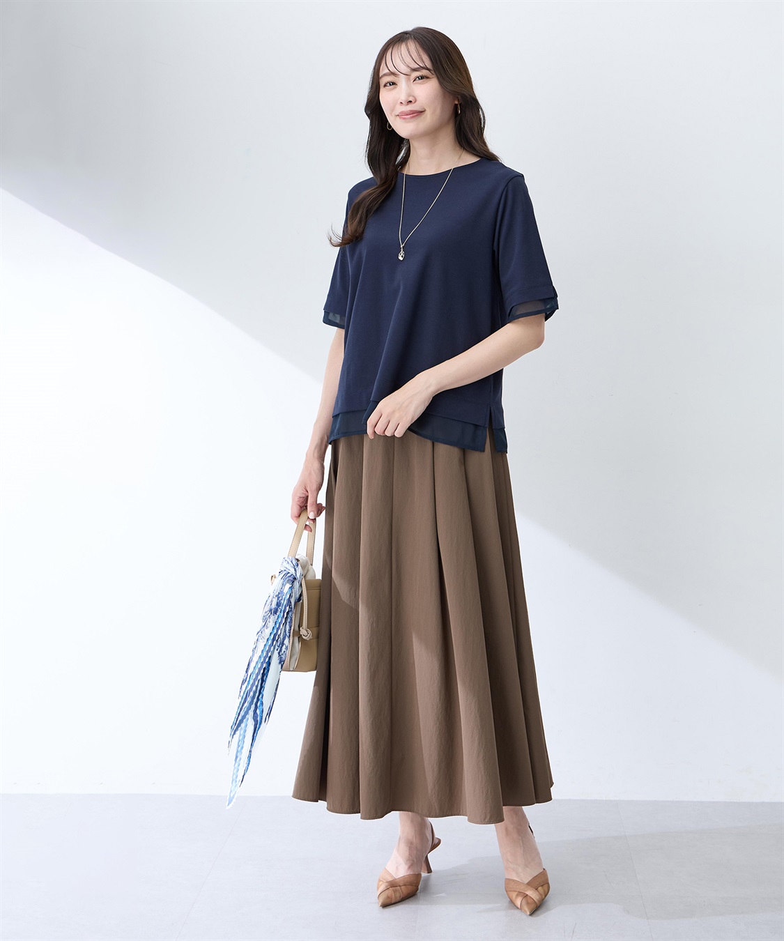 A/C DESIGN BY ALPHA CUBIC シフォンドッキングTシャツ【接触冷感・UVカット】_sub_4