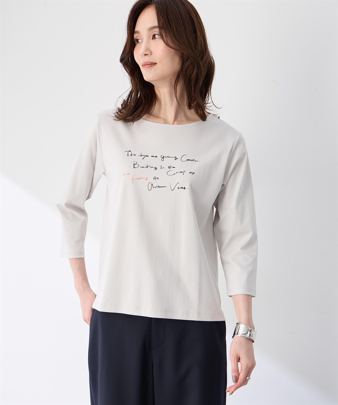 A/C DESIGN BY ALPHA CUBIC 【藤井桜子さんコラボ】メッセージプリント7分袖Tシャツ_sub_3