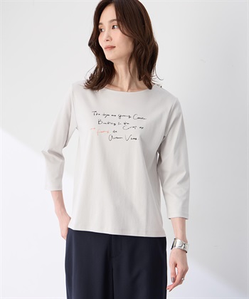 A/C DESIGN BY ALPHA CUBIC 【藤井桜子さんコラボ】メッセージプリント7分袖Tシャツ_subthumb_3