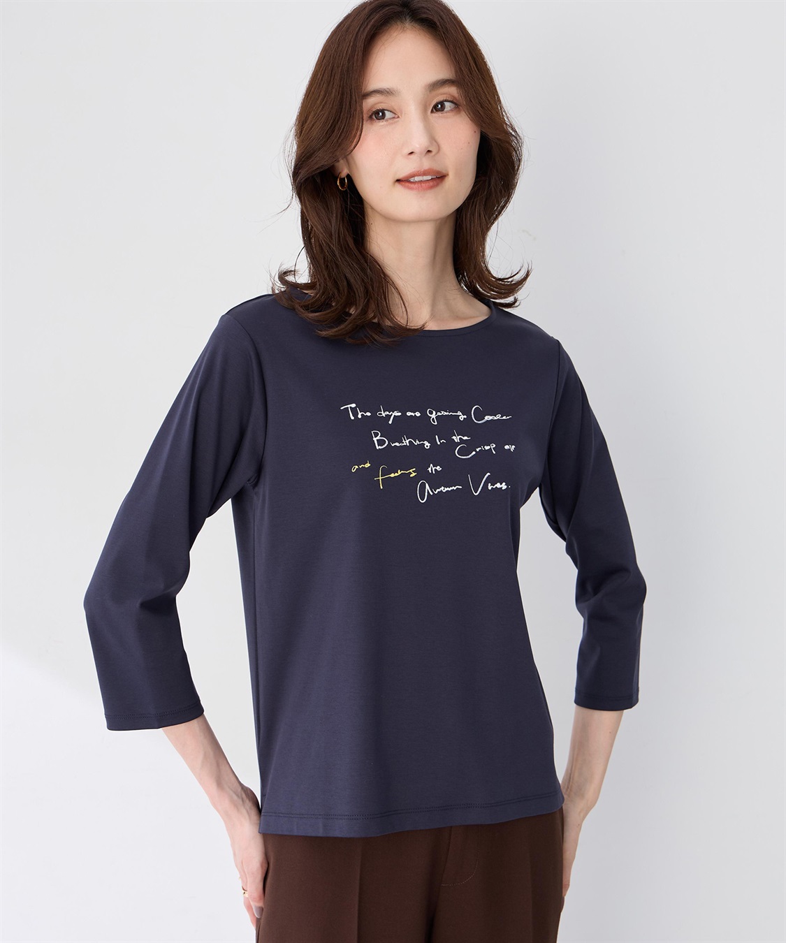 A/C DESIGN BY ALPHA CUBIC 【藤井桜子さんコラボ】メッセージプリント7分袖Tシャツ_sub_6