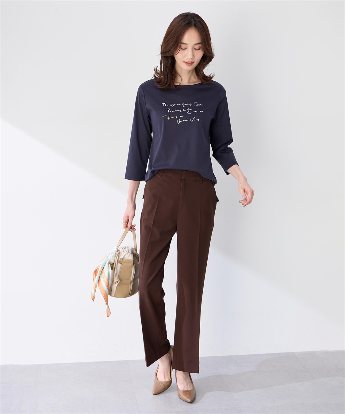 A/C DESIGN BY ALPHA CUBIC 【藤井桜子さんコラボ】メッセージプリント7分袖Tシャツ_sub_8