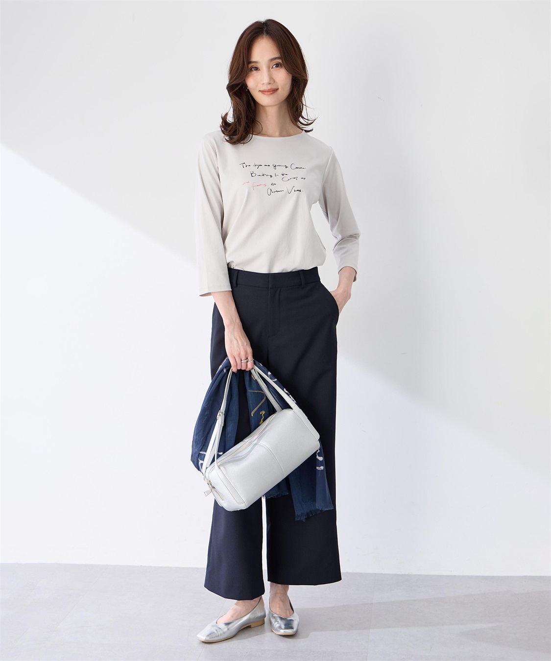 A/C DESIGN BY ALPHA CUBIC 【藤井桜子さんコラボ】メッセージプリント7分袖Tシャツ_sub_10