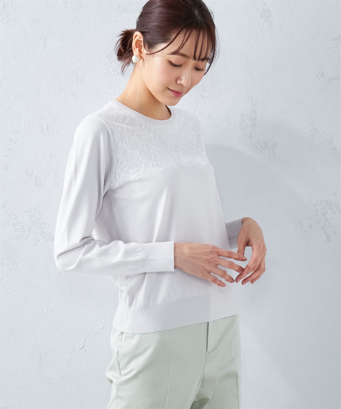 A/C DESIGN BY ALPHA CUBIC レースアクセントクルーニットプルオーバー_sub_9