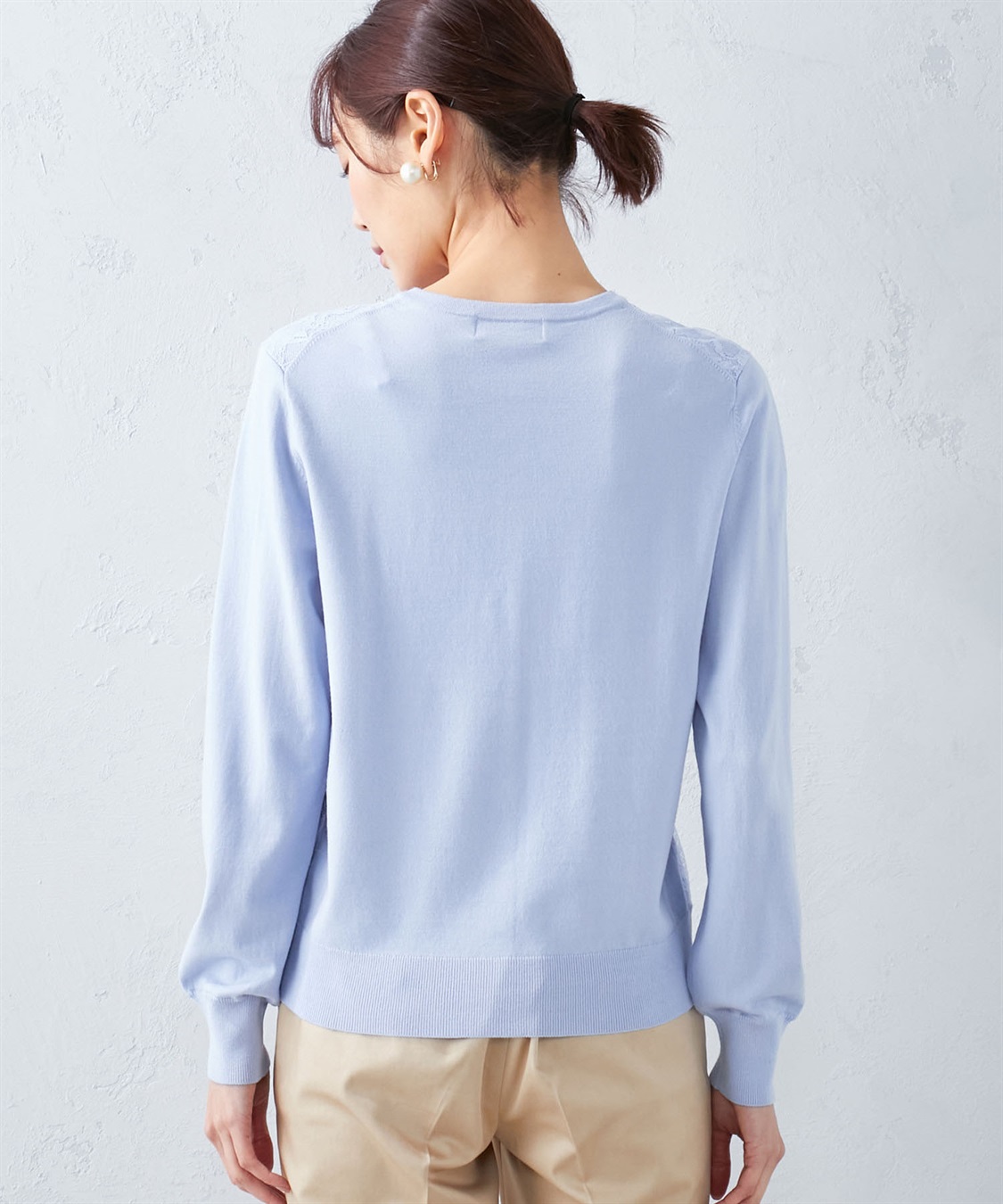 A/C DESIGN BY ALPHA CUBIC レースアクセントクルーニットカーディガン_sub_3