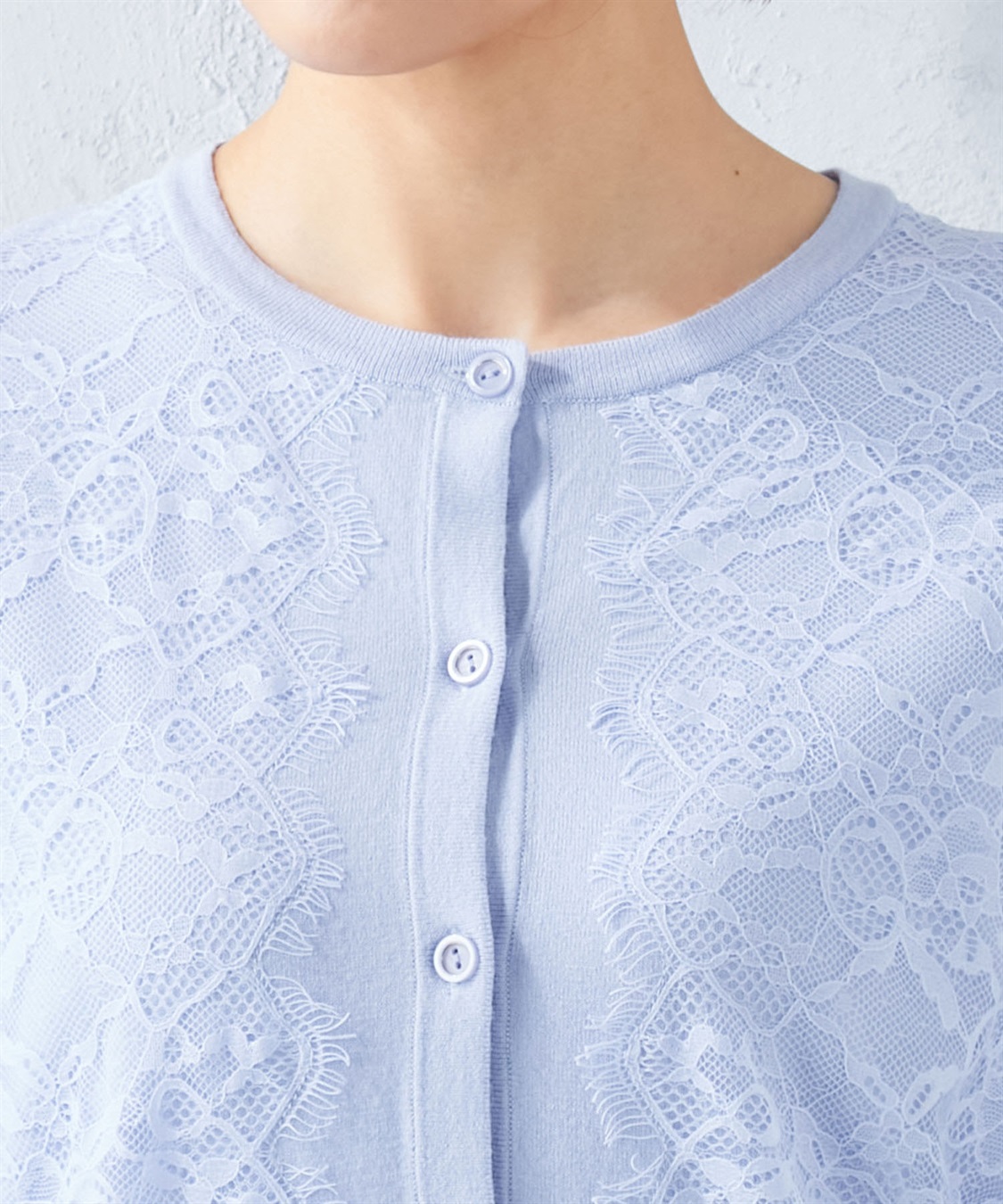 A/C DESIGN BY ALPHA CUBIC レースアクセントクルーニットカーディガン_sub_4