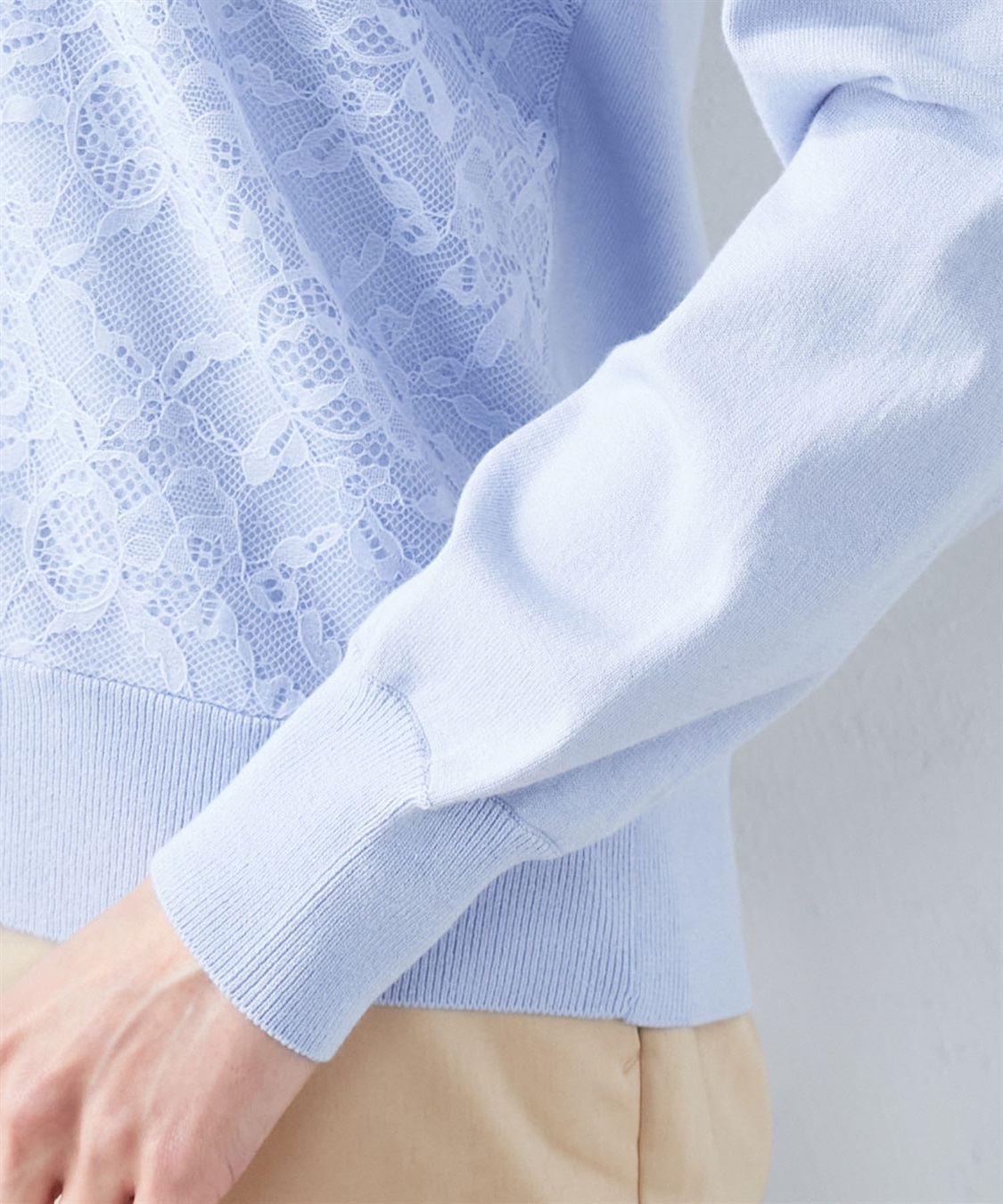 A/C DESIGN BY ALPHA CUBIC レースアクセントクルーニットカーディガン_sub_5