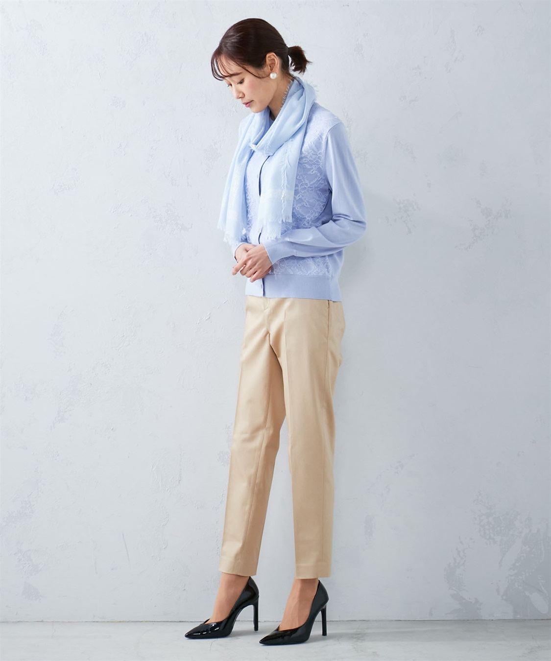 A/C DESIGN BY ALPHA CUBIC レースアクセントクルーニットカーディガン_sub_9