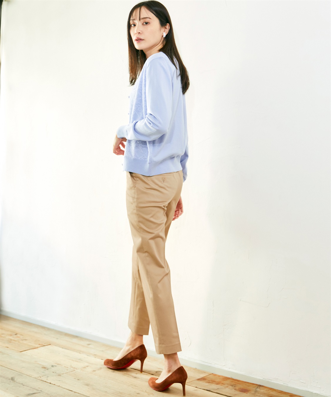 A/C DESIGN BY ALPHA CUBIC レースアクセントクルーニットカーディガン_sub_11