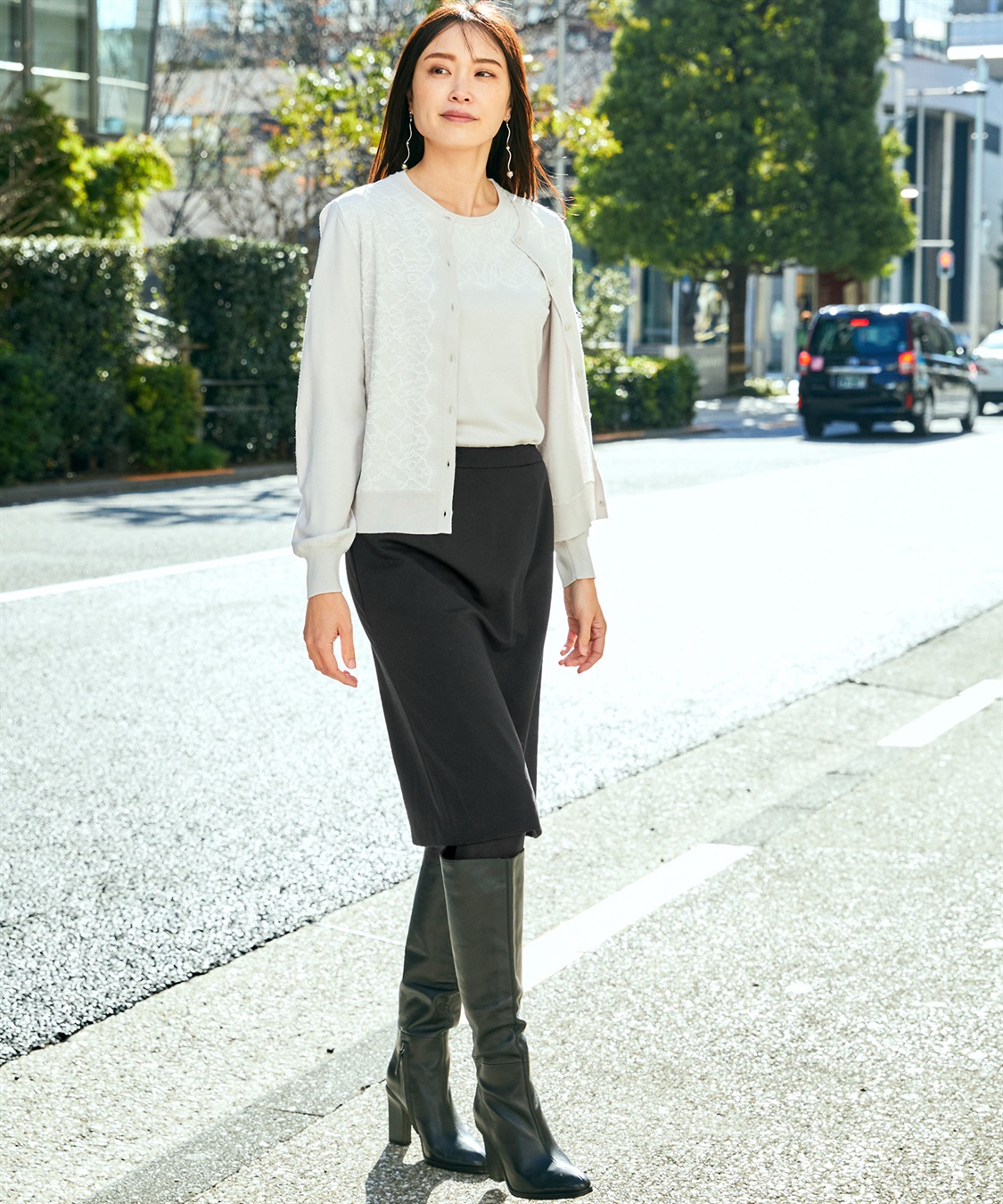 A/C DESIGN BY ALPHA CUBIC レースアクセントクルーニットカーディガン_sub_13