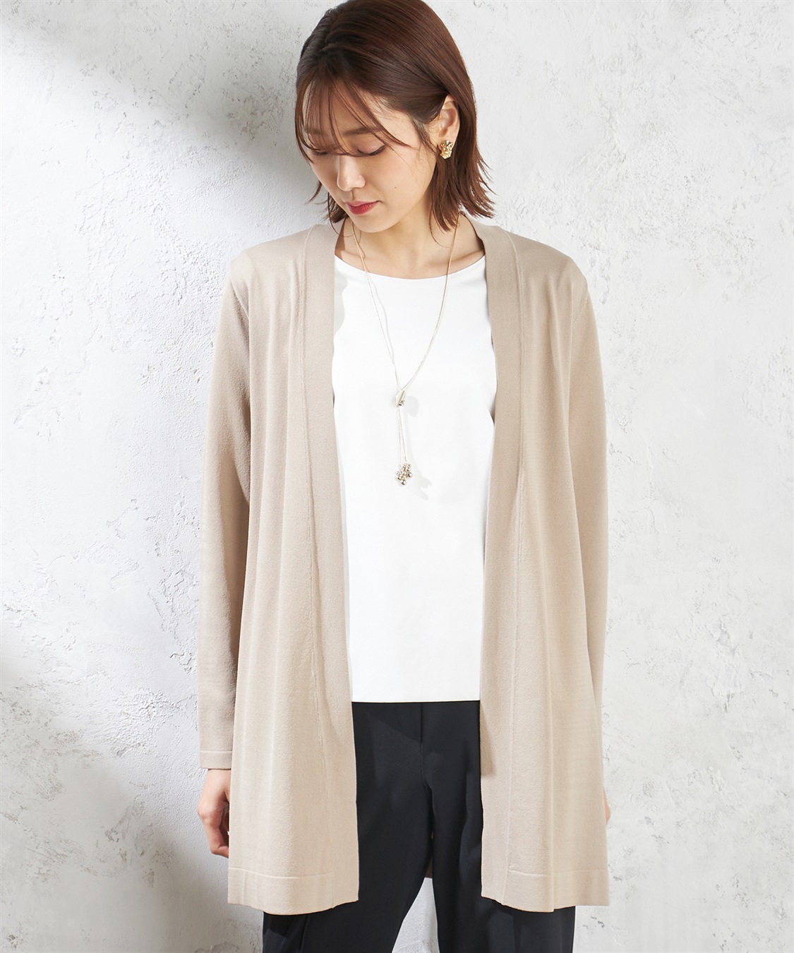 A/C DESIGN BY ALPHA CUBIC ウォッシャブルミドル丈トッパーカーディガン_sub_1