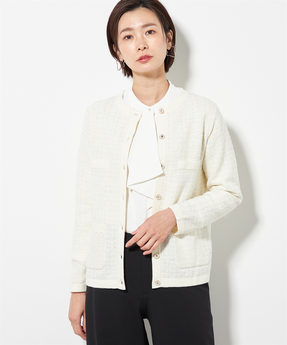 A/C DESIGN BY ALPHA CUBIC ツイードニットカーディガン_sub_1