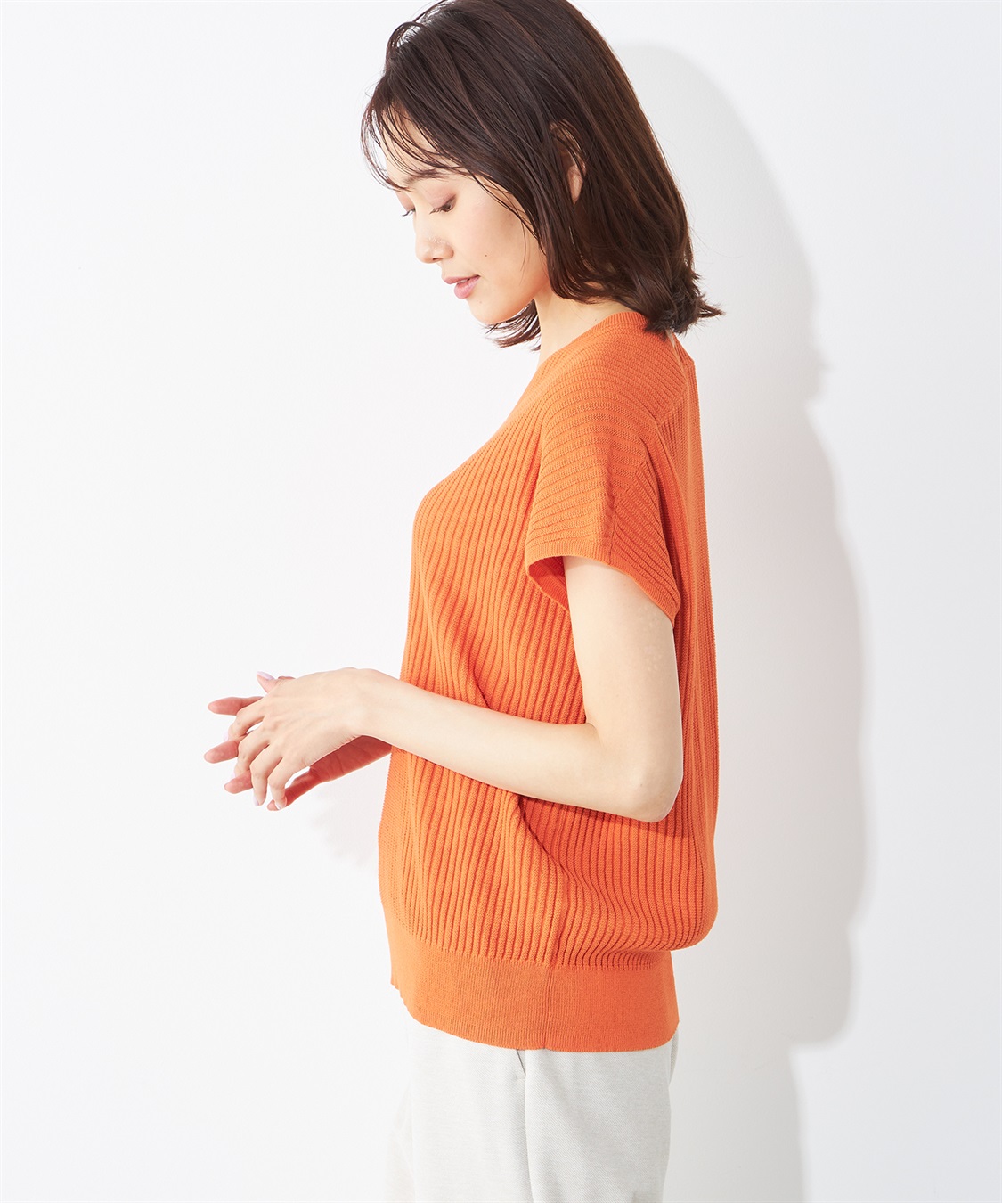 A/C DESIGN BY ALPHA CUBIC リネンブレンドニットプルオーバー_sub_1