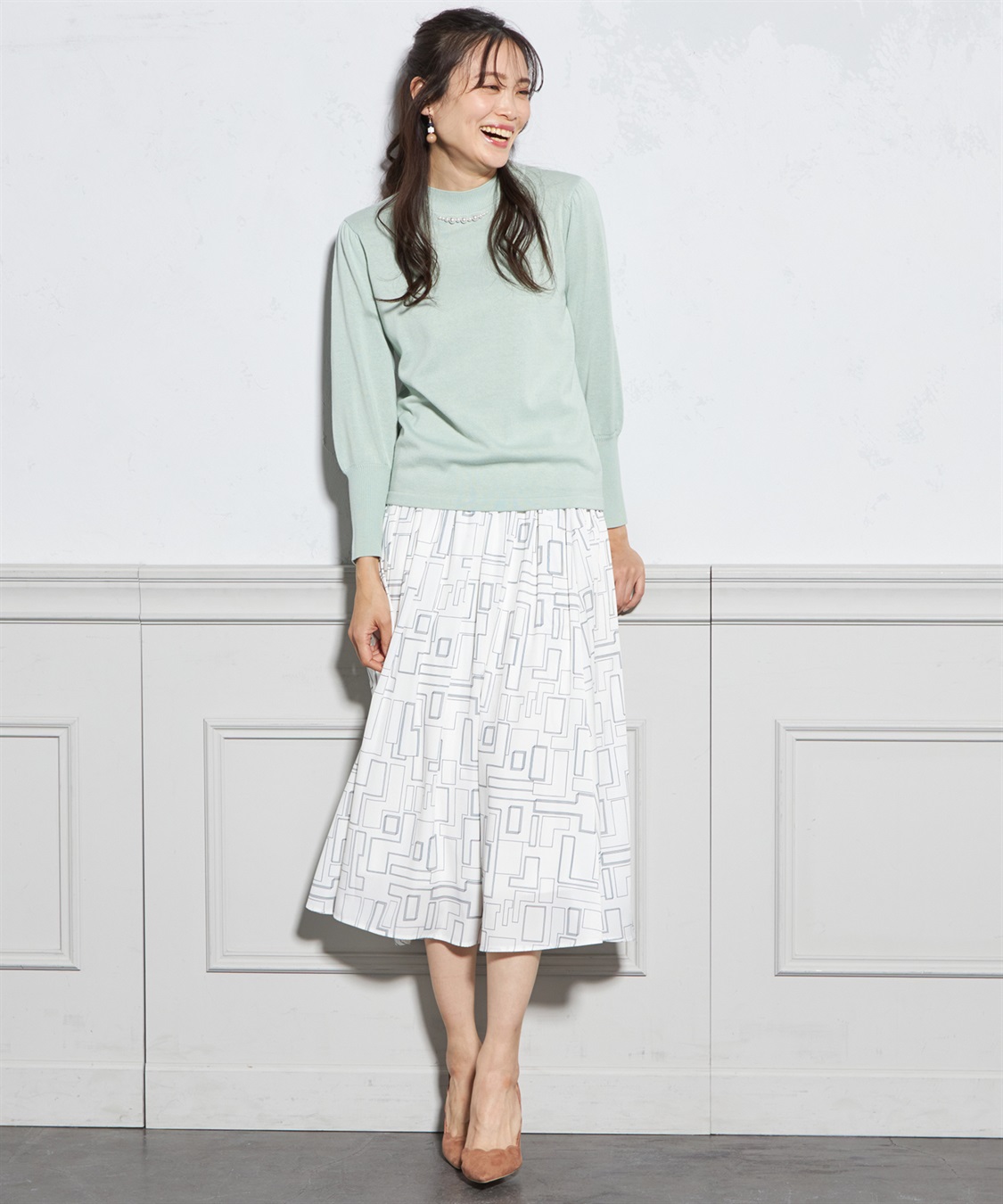 A/C DESIGN BY ALPHA CUBIC パールアクセントパフスリーブプルオーバー_sub_9