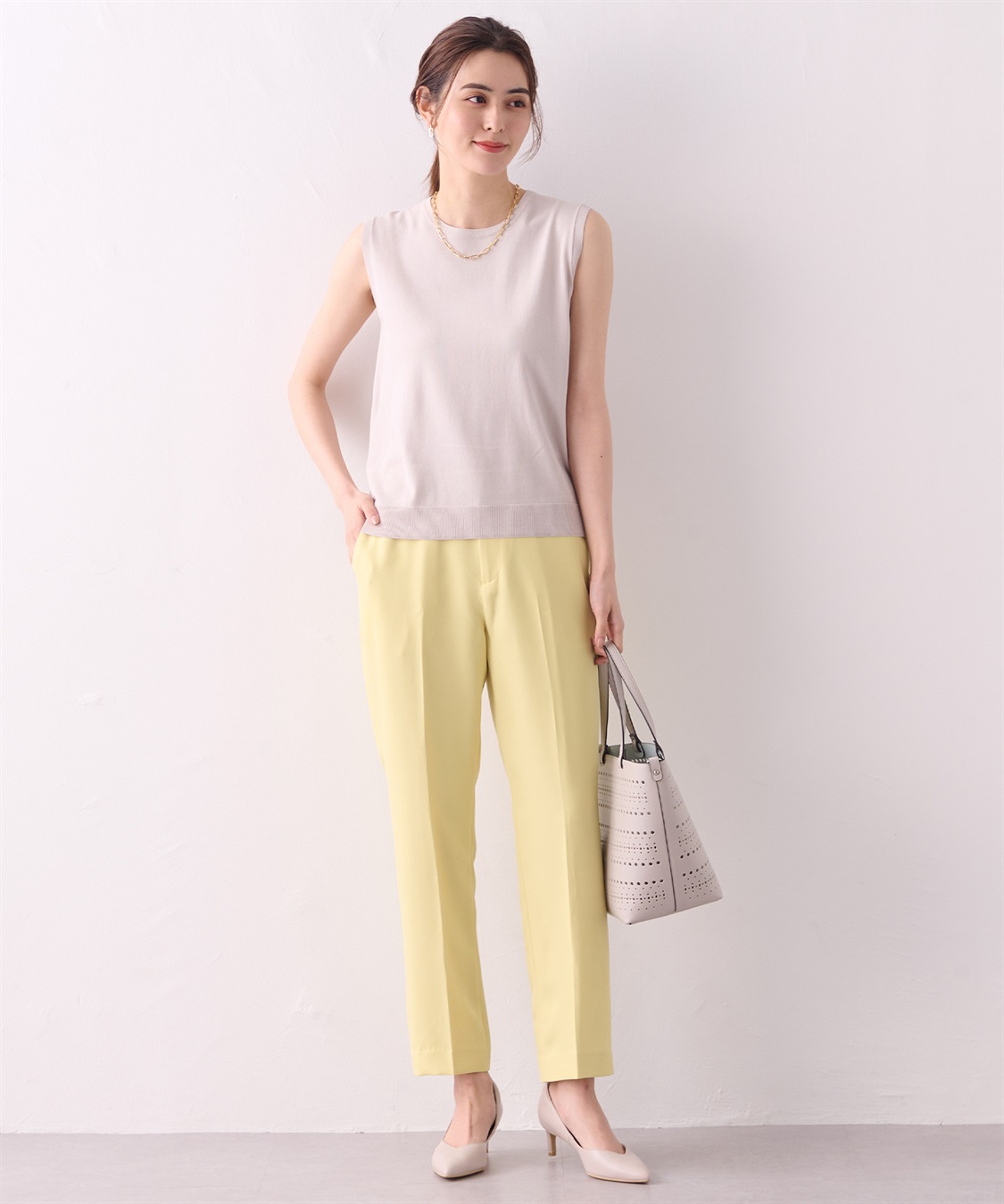 COLUMN フラワー模様 ノースリーブ トップス 36 Rosa salmon フラワー総刺繍ノースリーブワンピース(ワンピース