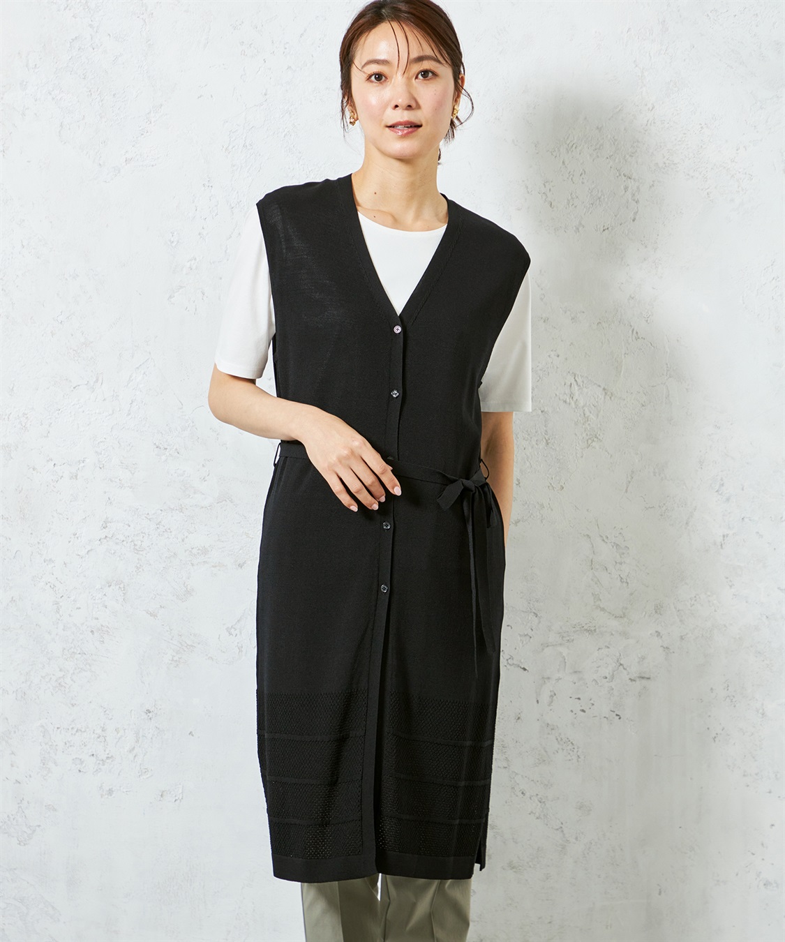 A/C DESIGN BY ALPHA CUBIC 【ウォッシャブル・冷感】ニットロングジレ_sub_1