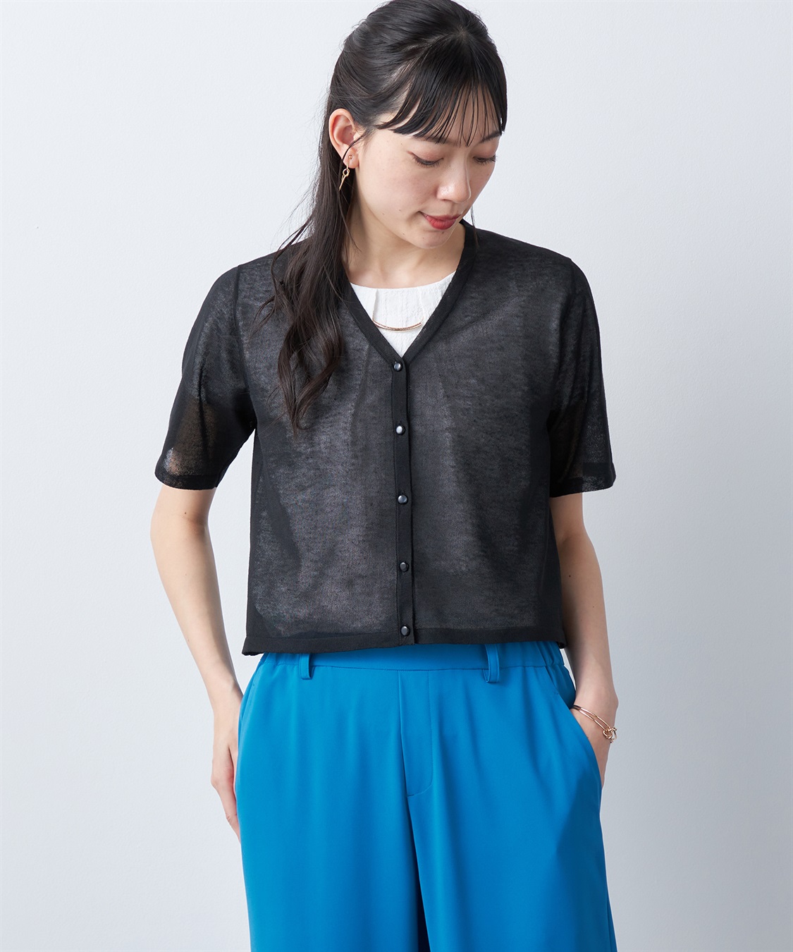 A/C DESIGN BY ALPHA CUBIC 【ウォッシャブル】ラメシアーカーディガン_sub_3