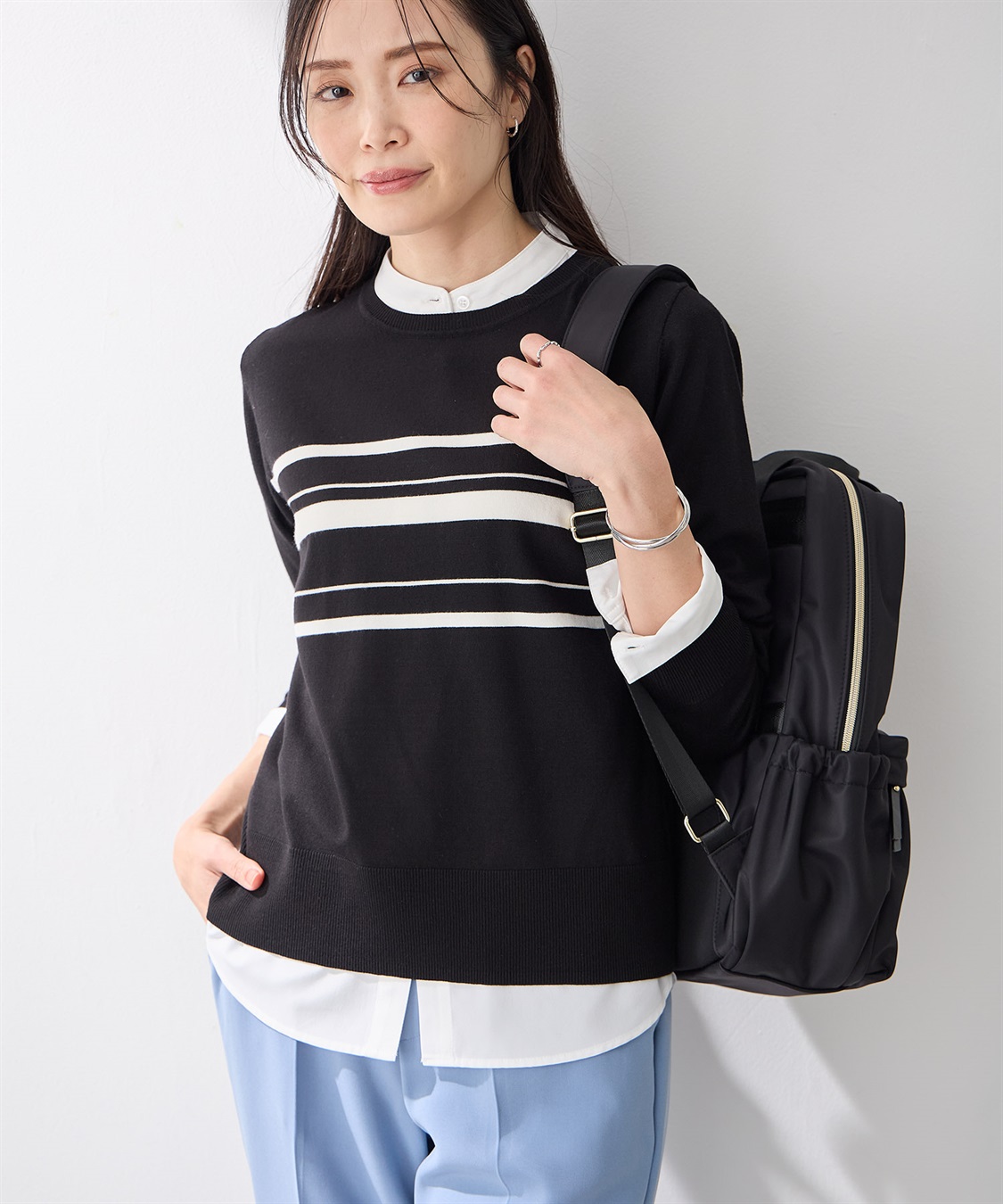 A/C DESIGN BY ALPHA CUBIC ボーダーニットプルオーバー【洗える】_sub_1