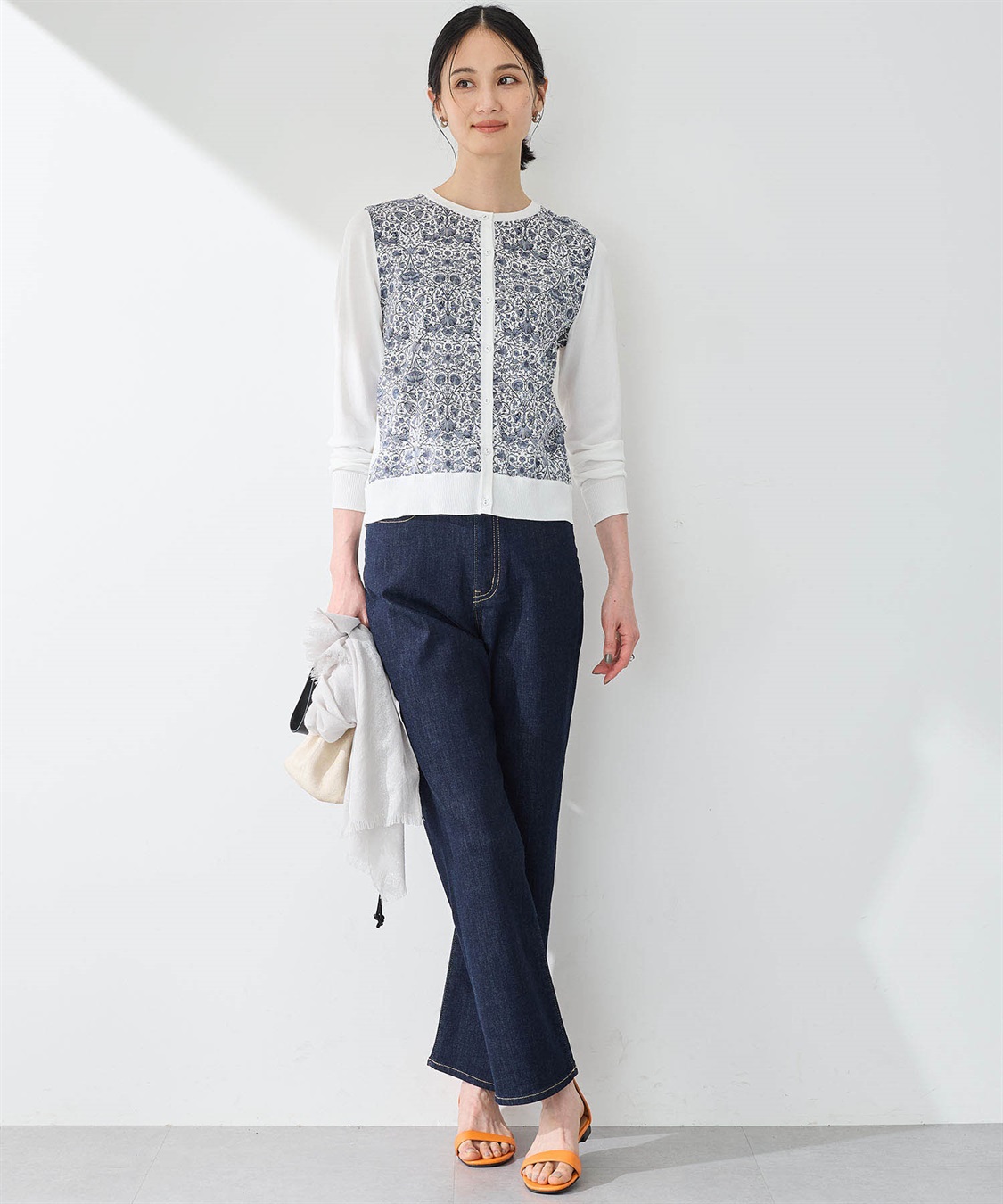 リバティ切替えカーディガン【手洗い可能】 A/C DESIGN BY ALPHA CUBIC