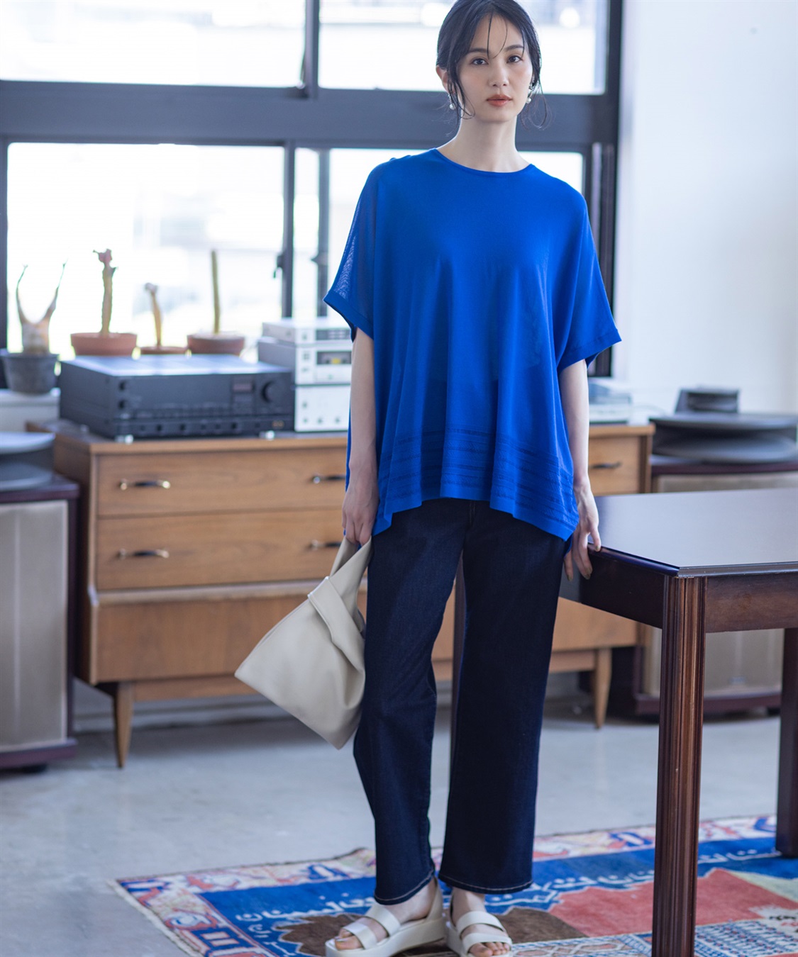 A/C DESIGN BY ALPHA CUBIC 裾透かし編みサマーニットプルオーバー【接触冷感・洗える】_sub_6