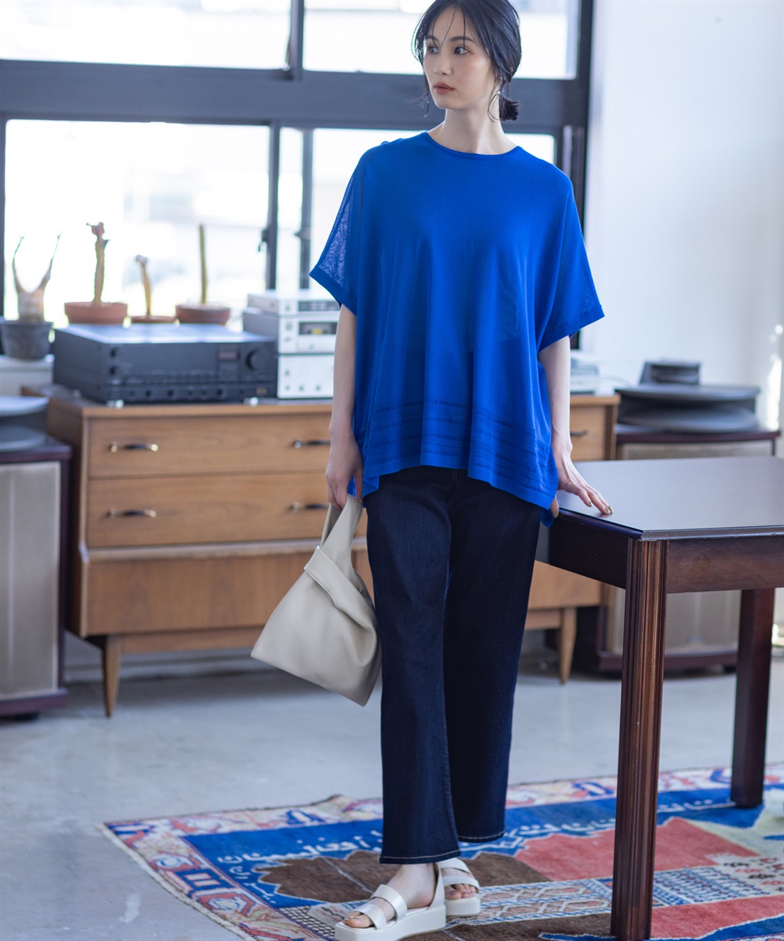 A/C DESIGN BY ALPHA CUBIC 裾透かし編みサマーニットプルオーバー【接触冷感・洗える】_sub_7