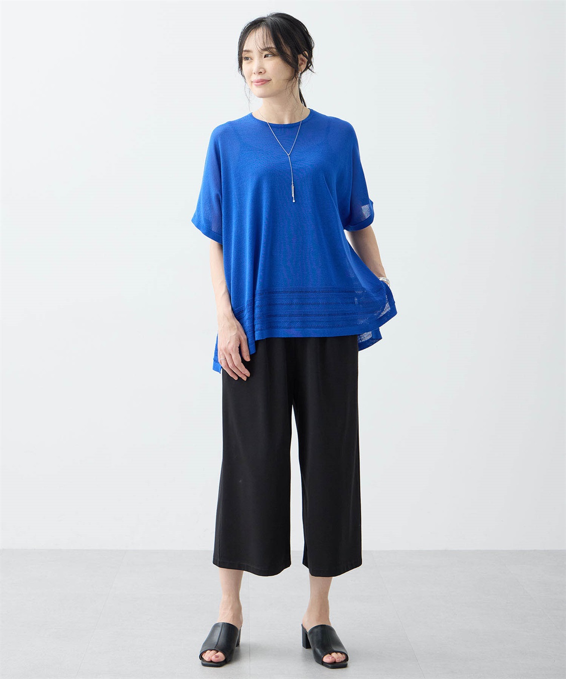 A/C DESIGN BY ALPHA CUBIC 裾透かし編みサマーニットプルオーバー【接触冷感・洗える】_sub_8