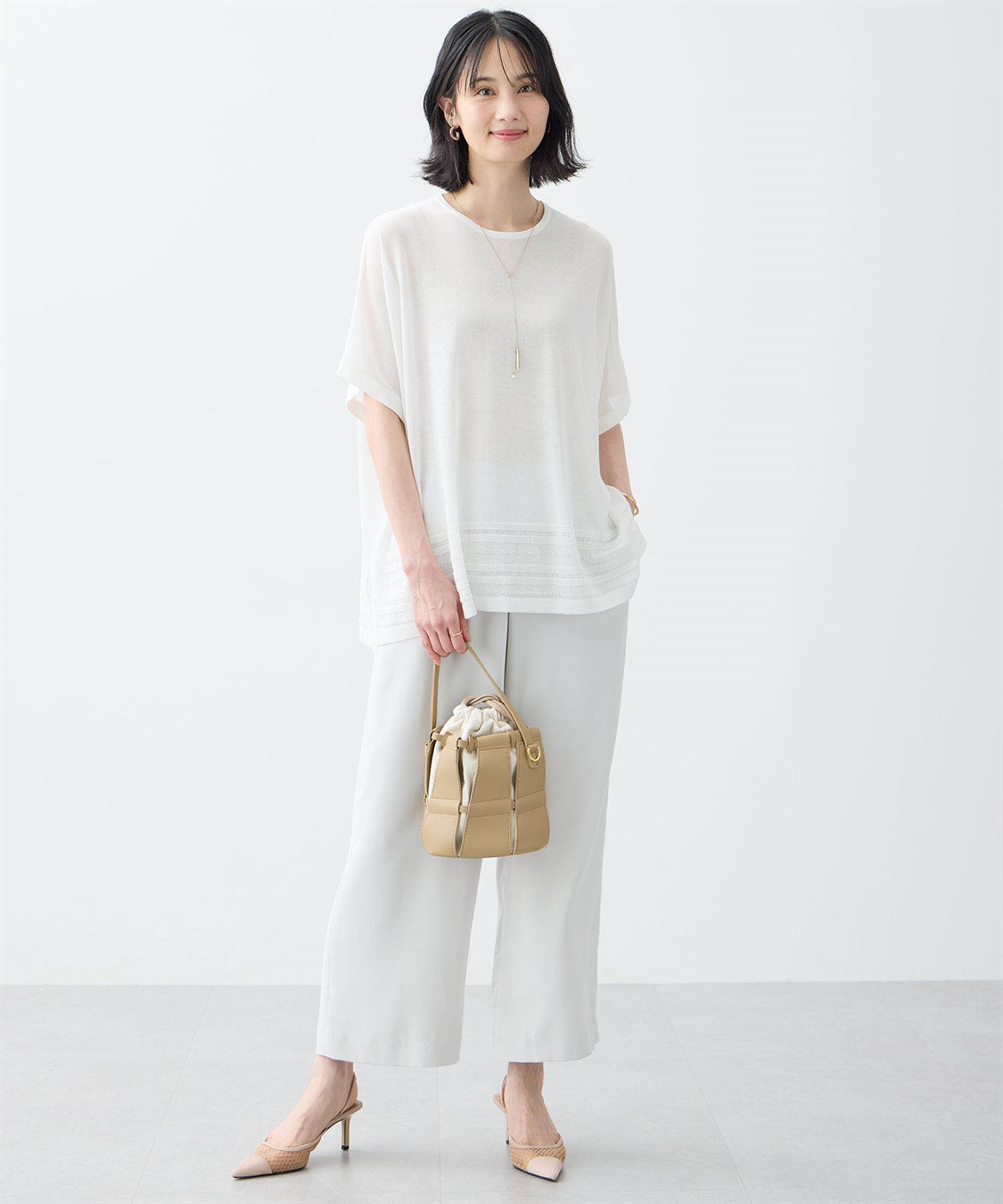 A/C DESIGN BY ALPHA CUBIC 裾透かし編みサマーニットプルオーバー【接触冷感・洗える】_sub_10