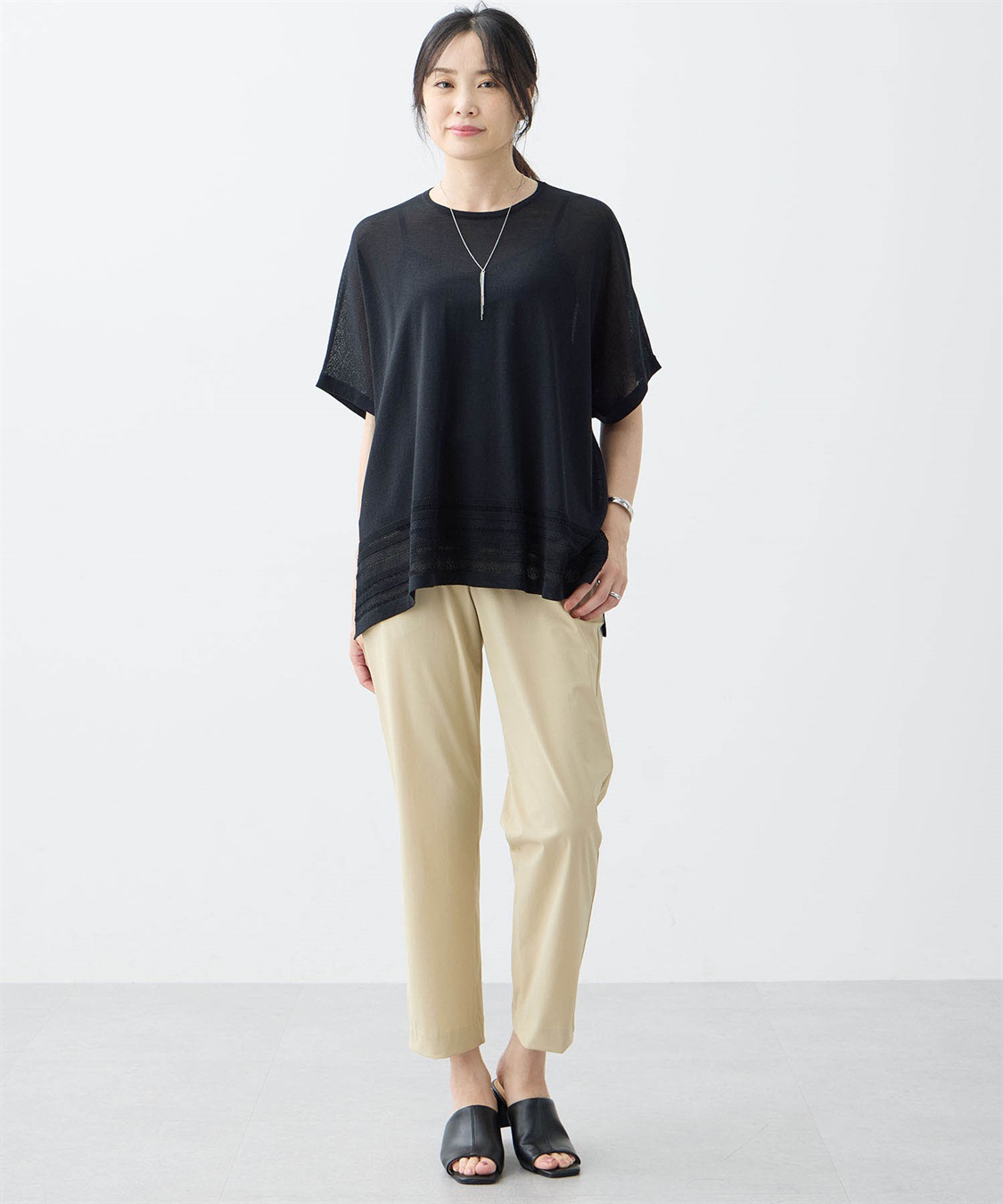 A/C DESIGN BY ALPHA CUBIC 裾透かし編みサマーニットプルオーバー【接触冷感・洗える】_sub_14