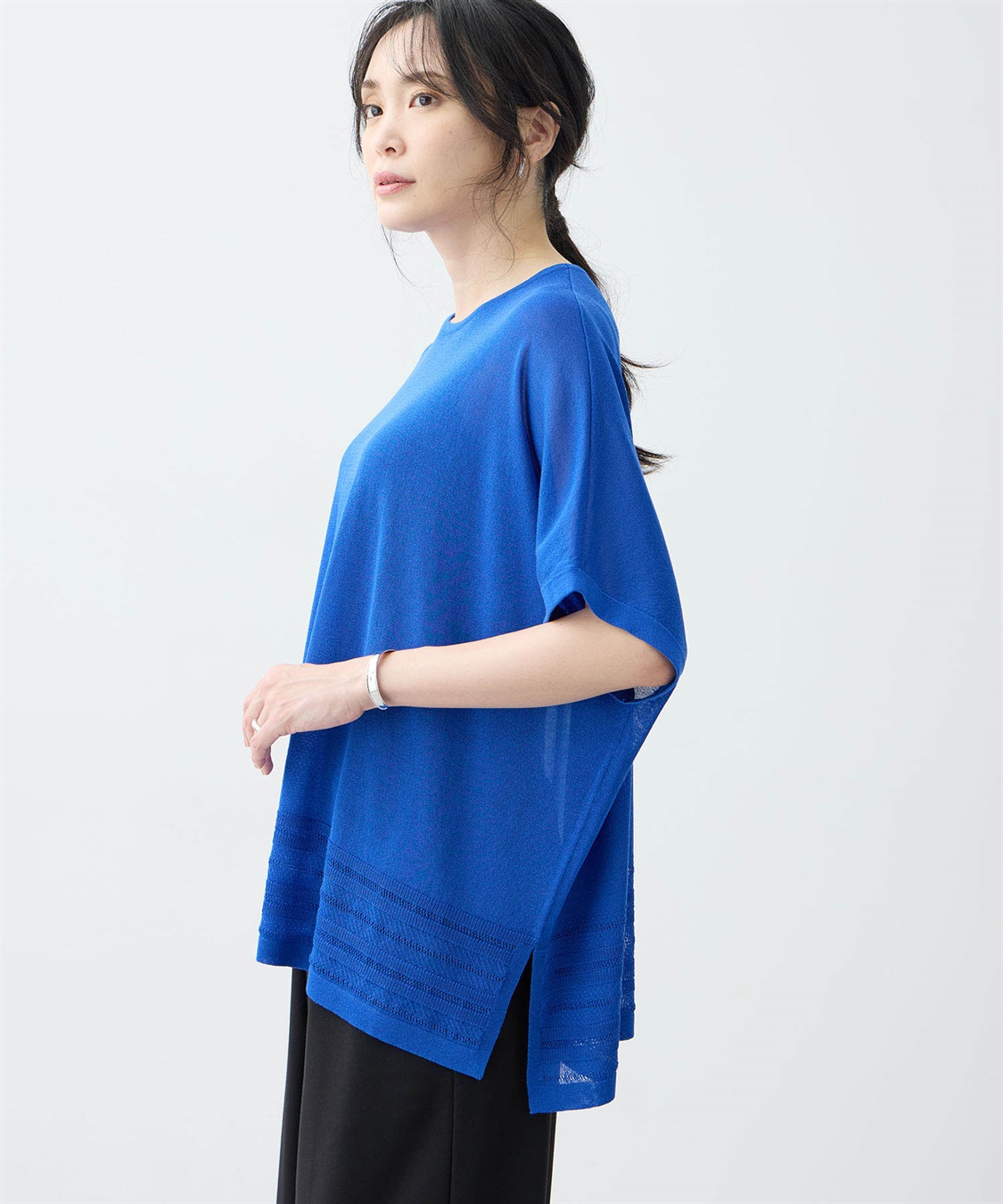 A/C DESIGN BY ALPHA CUBIC 裾透かし編みサマーニットプルオーバー【接触冷感・洗える】_sub_15