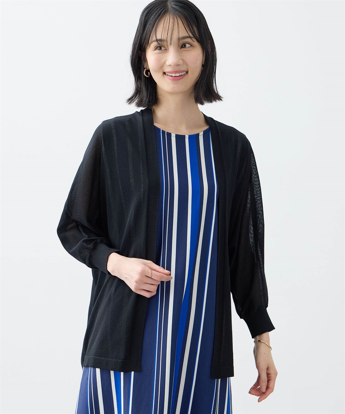 ロングカーディガン BLUE BLUE サンフランシスコ　カジュアル　綺麗め ドルマンサマーニットカーディガン【接触冷感・洗える】 A/C
