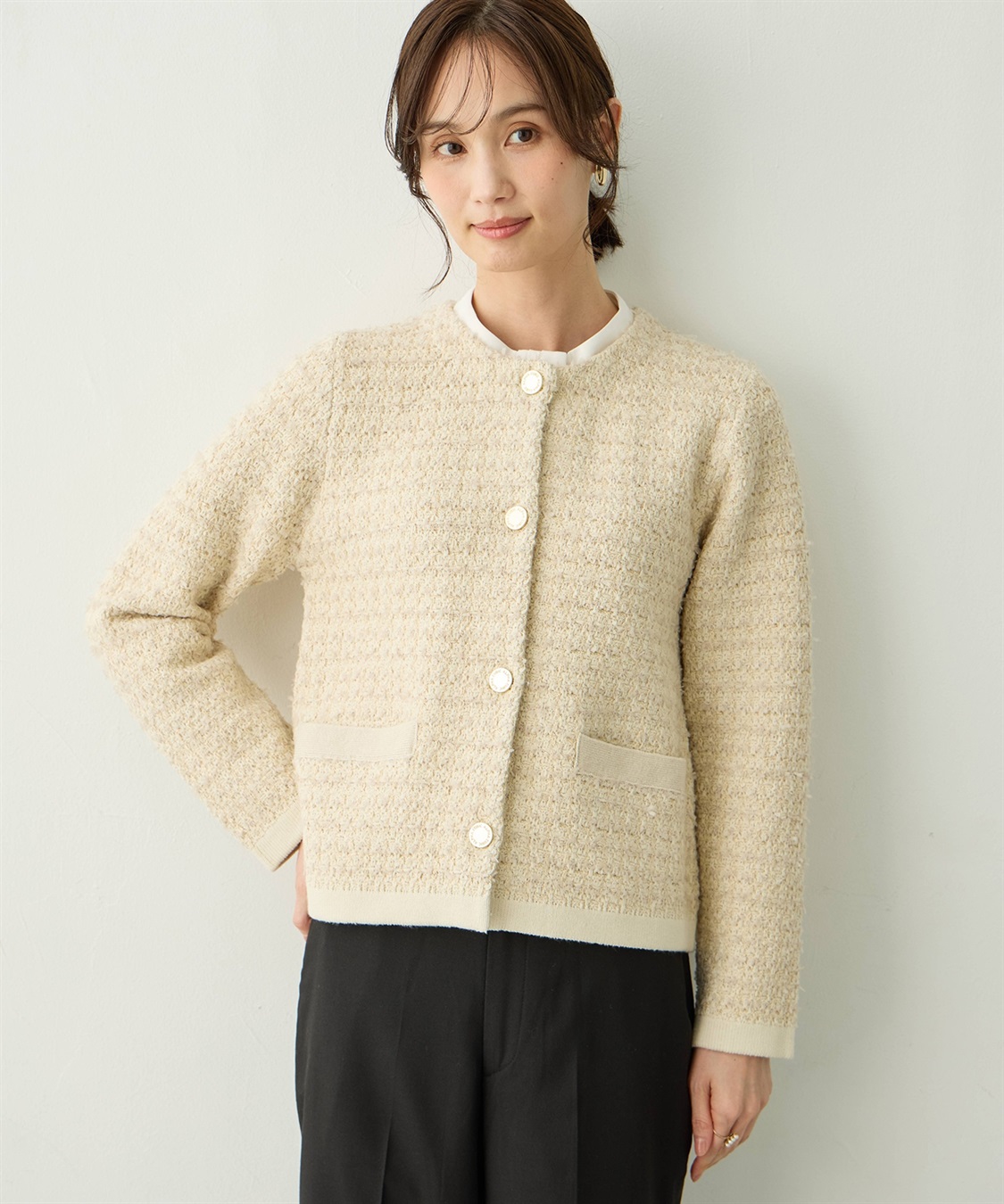 A/C DESIGN BY ALPHA CUBIC ツイードニットカーディガン_sub_2