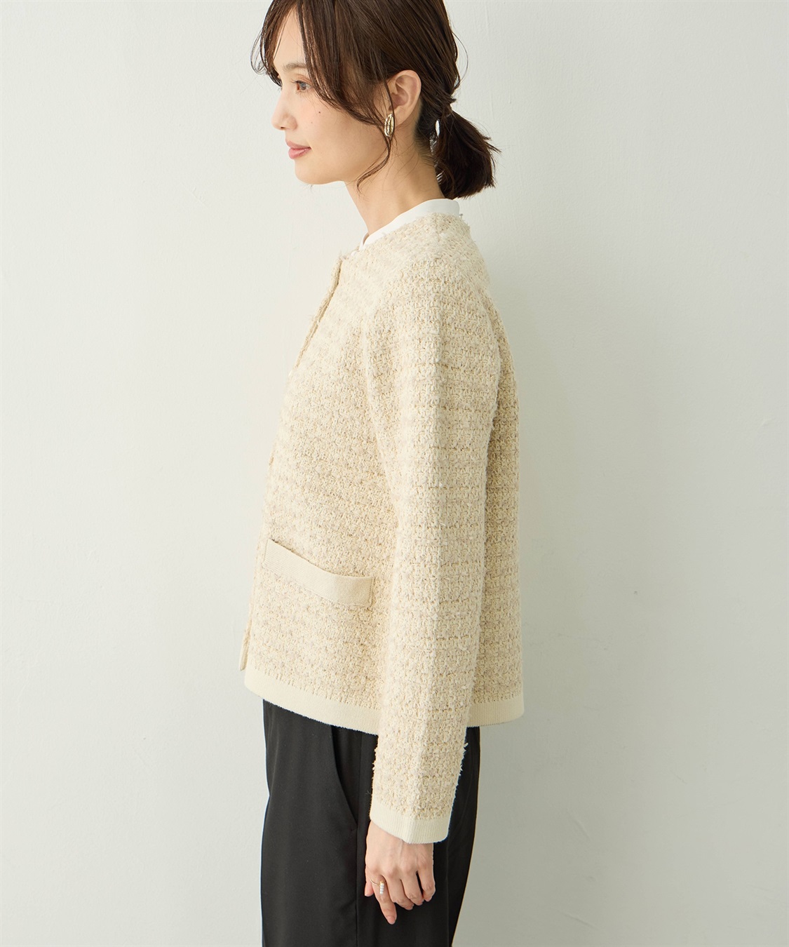 A/C DESIGN BY ALPHA CUBIC ツイードニットカーディガン_sub_3