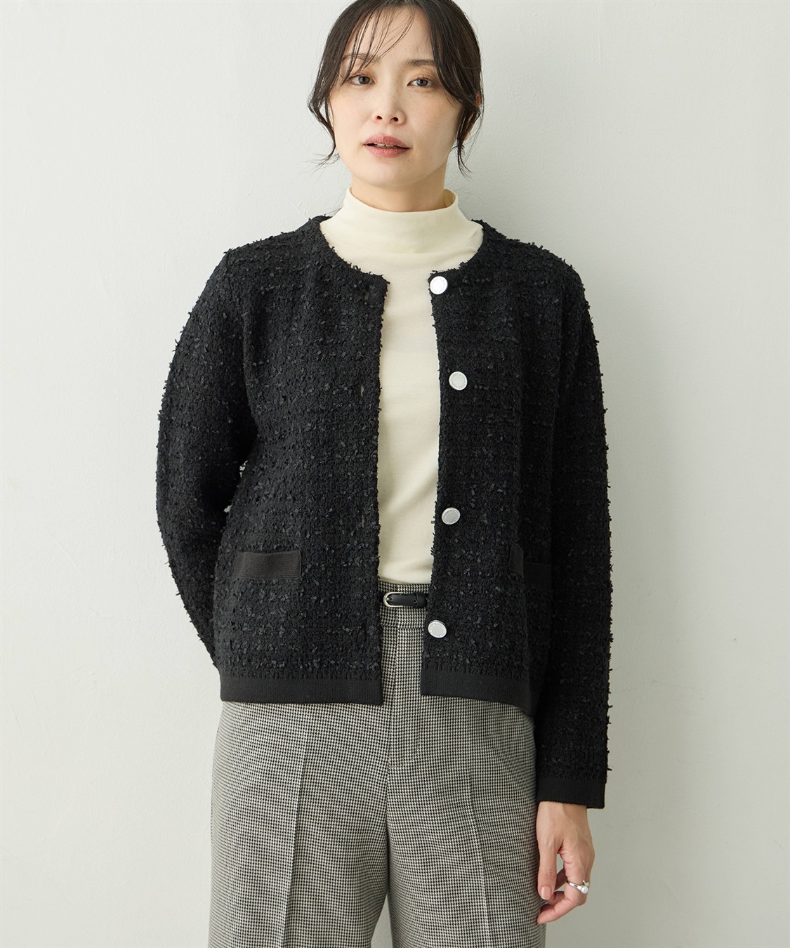 A/C DESIGN BY ALPHA CUBIC ツイードニットカーディガン_sub_5