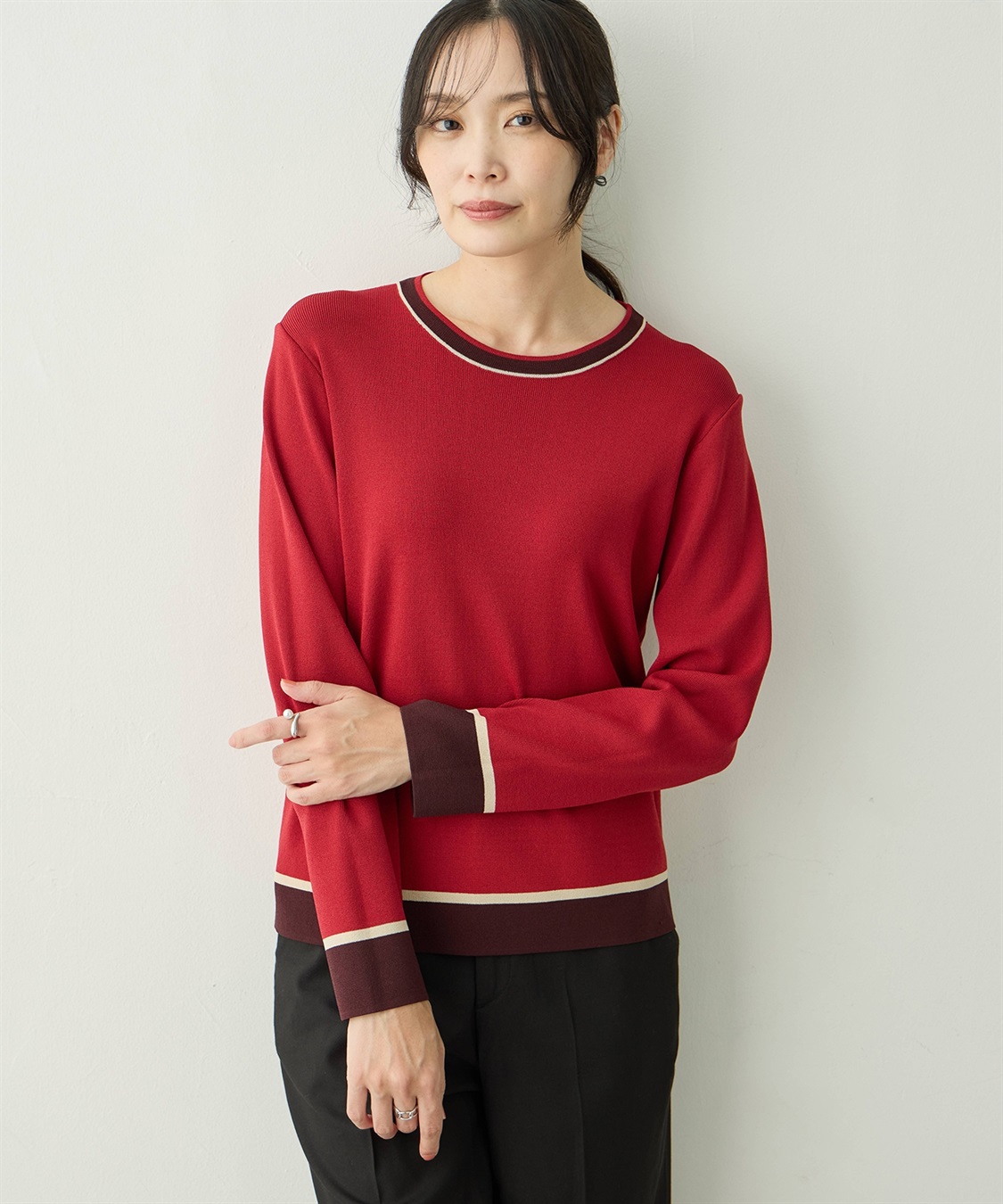 A/C DESIGN BY ALPHA CUBIC 配色ニットプルオーバー_sub_1