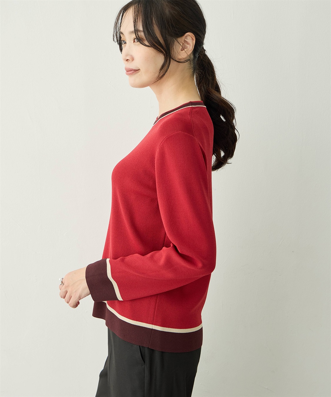 A/C DESIGN BY ALPHA CUBIC 配色ニットプルオーバー_sub_2