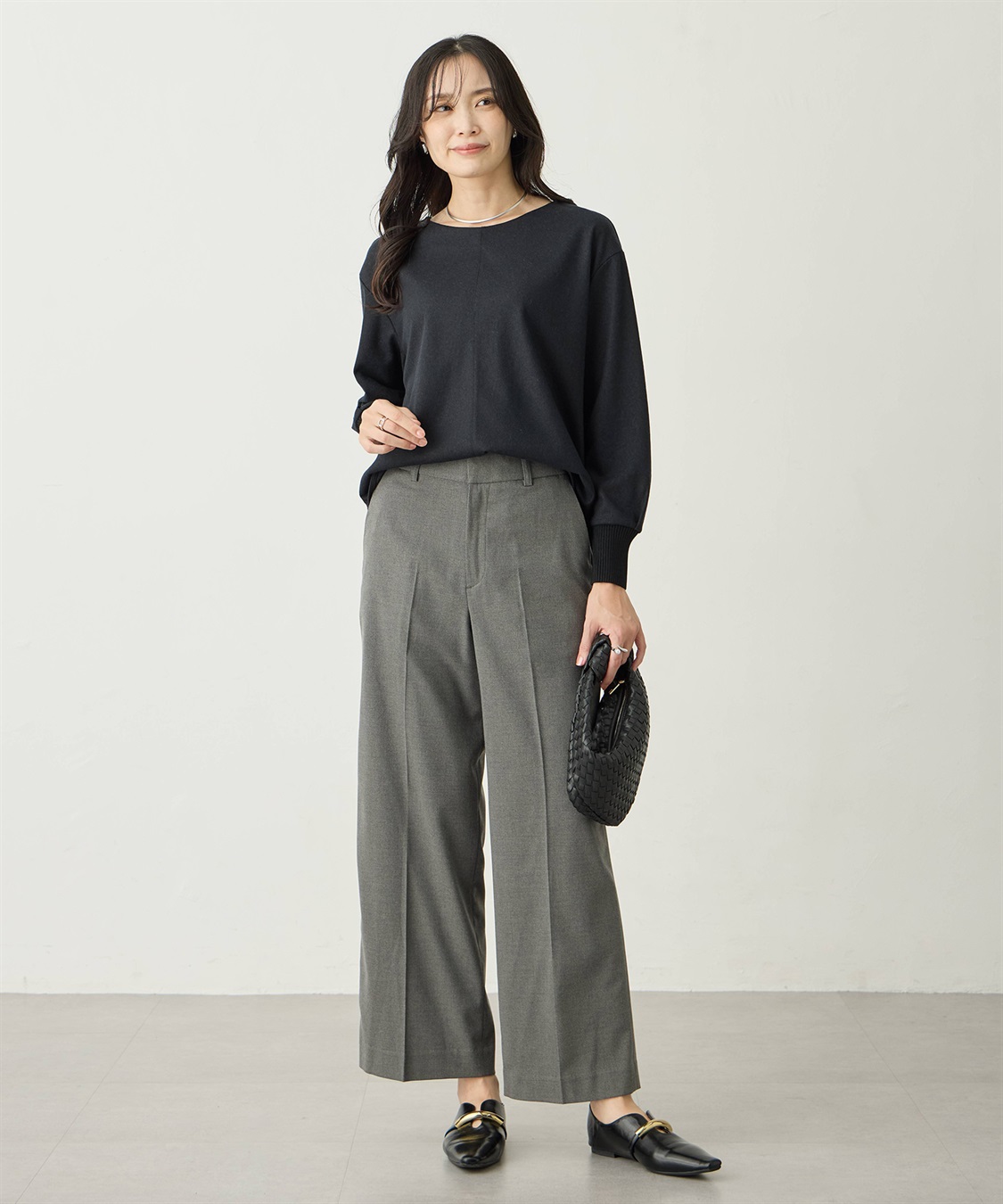 A/C DESIGN BY ALPHA CUBIC 袖リブラウンドヘムニットプルオーバー_sub_5