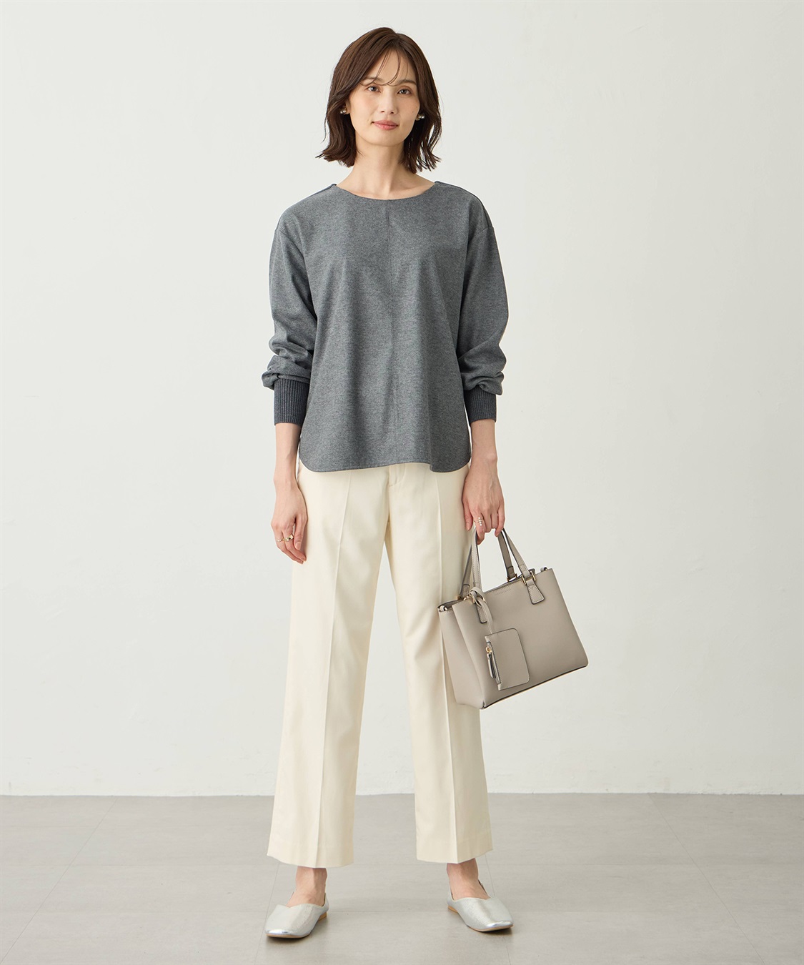 A/C DESIGN BY ALPHA CUBIC 袖リブラウンドヘムニットプルオーバー_sub_6