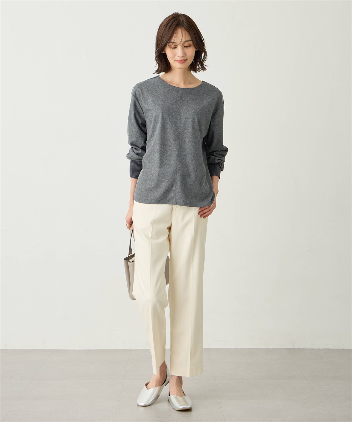 A/C DESIGN BY ALPHA CUBIC 袖リブラウンドヘムニットプルオーバー_sub_7