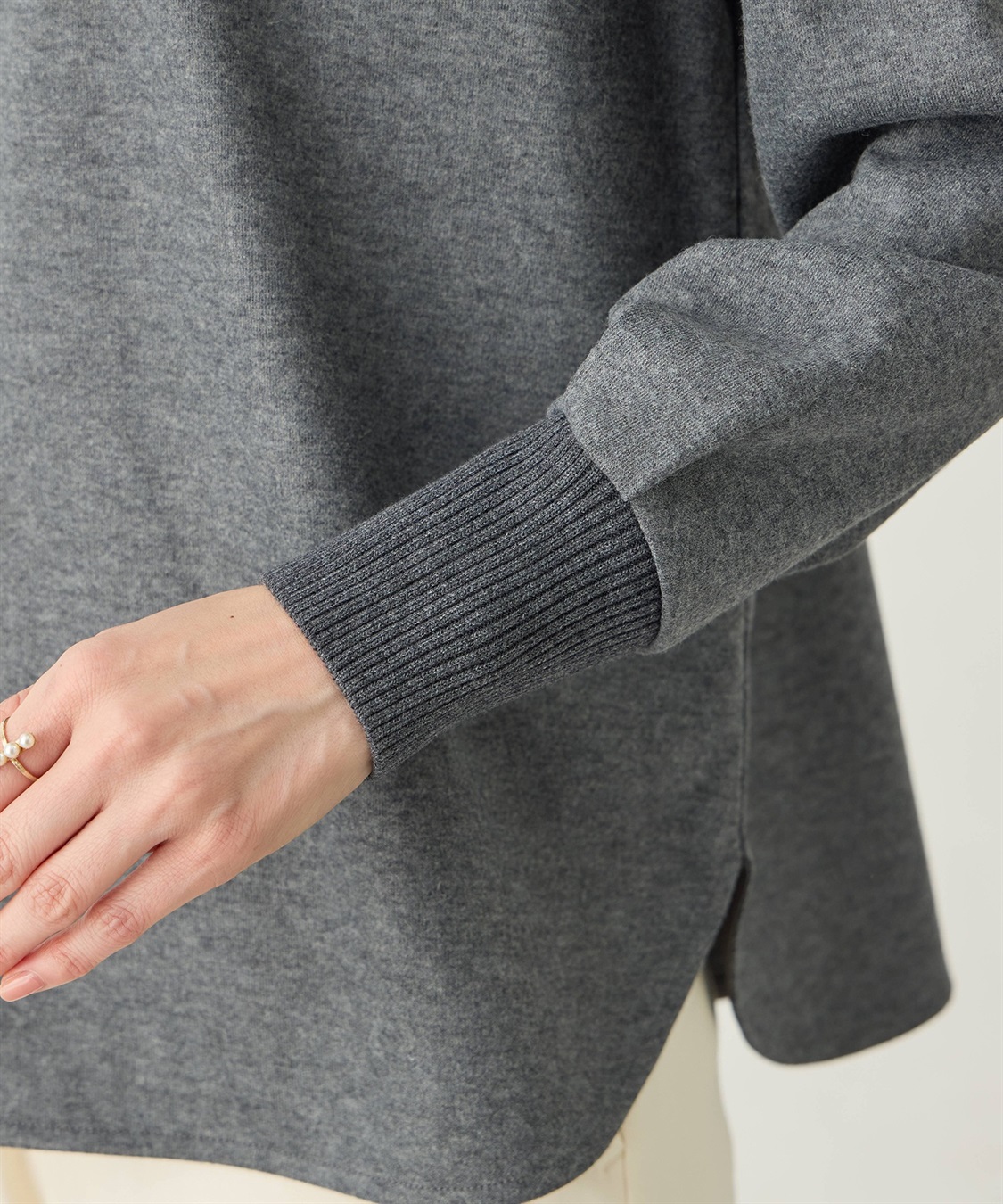 A/C DESIGN BY ALPHA CUBIC 袖リブラウンドヘムニットプルオーバー_sub_9