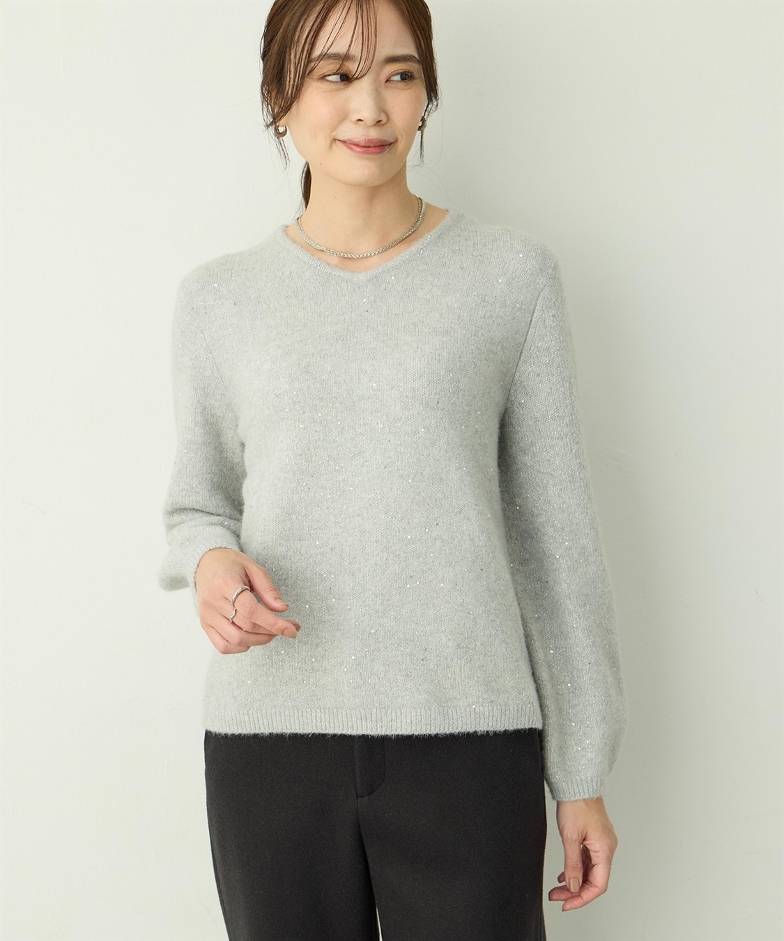 A/C DESIGN BY ALPHA CUBIC スパンコールニットプルオーバー_sub_1