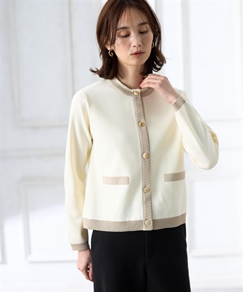 A/C DESIGN BY ALPHA CUBIC バイカラーニットカーディガン【ハンドウォッシャブル】_subthumb_1