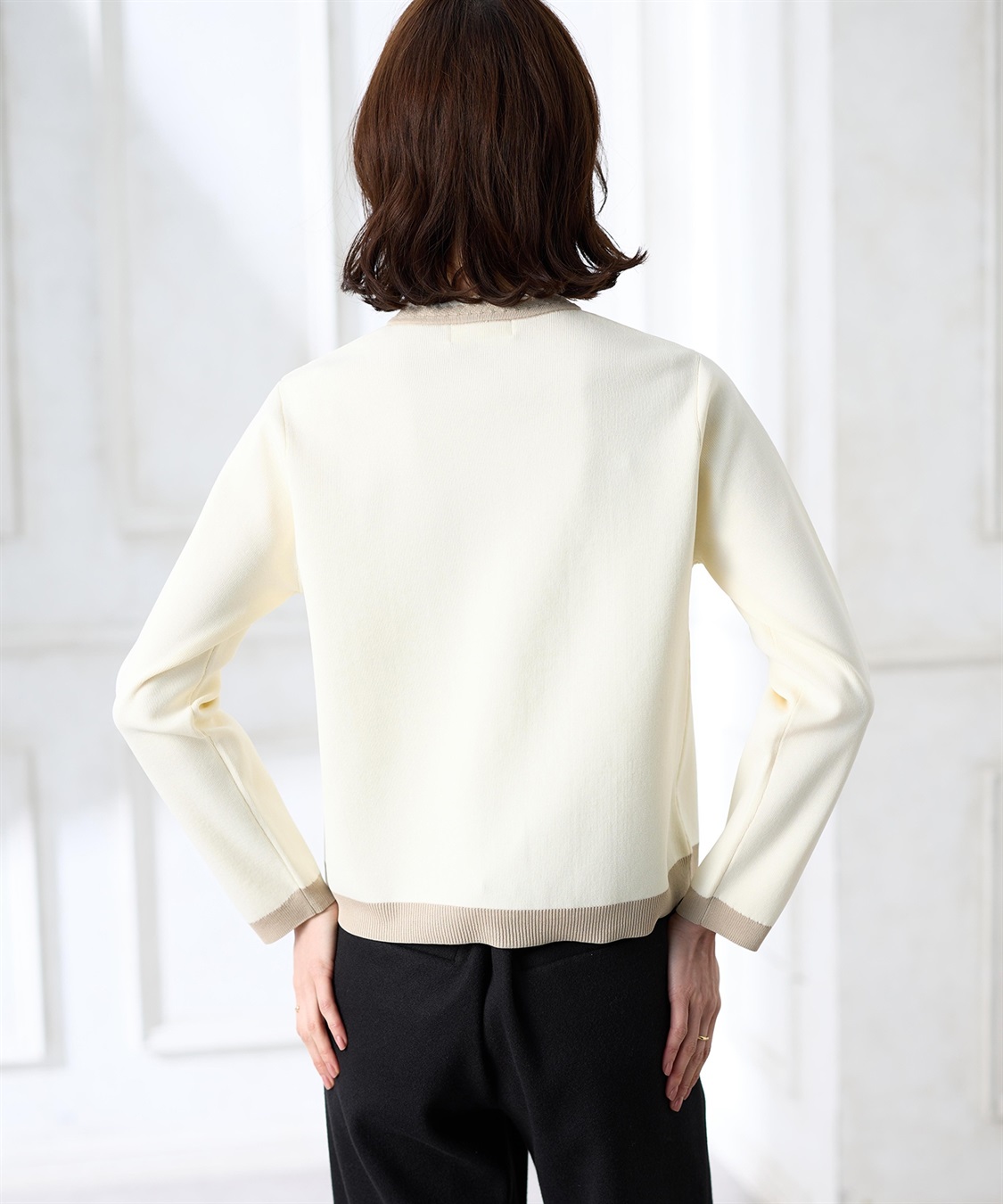 A/C DESIGN BY ALPHA CUBIC バイカラーニットカーディガン【ハンドウォッシャブル】_sub_3