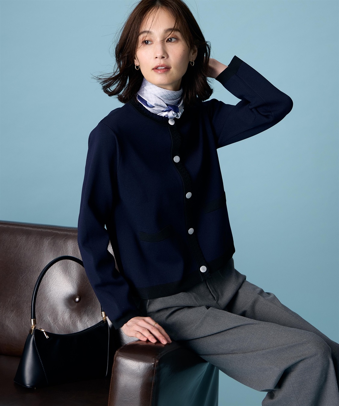 A/C DESIGN BY ALPHA CUBIC バイカラーニットカーディガン【ハンドウォッシャブル】_sub_6