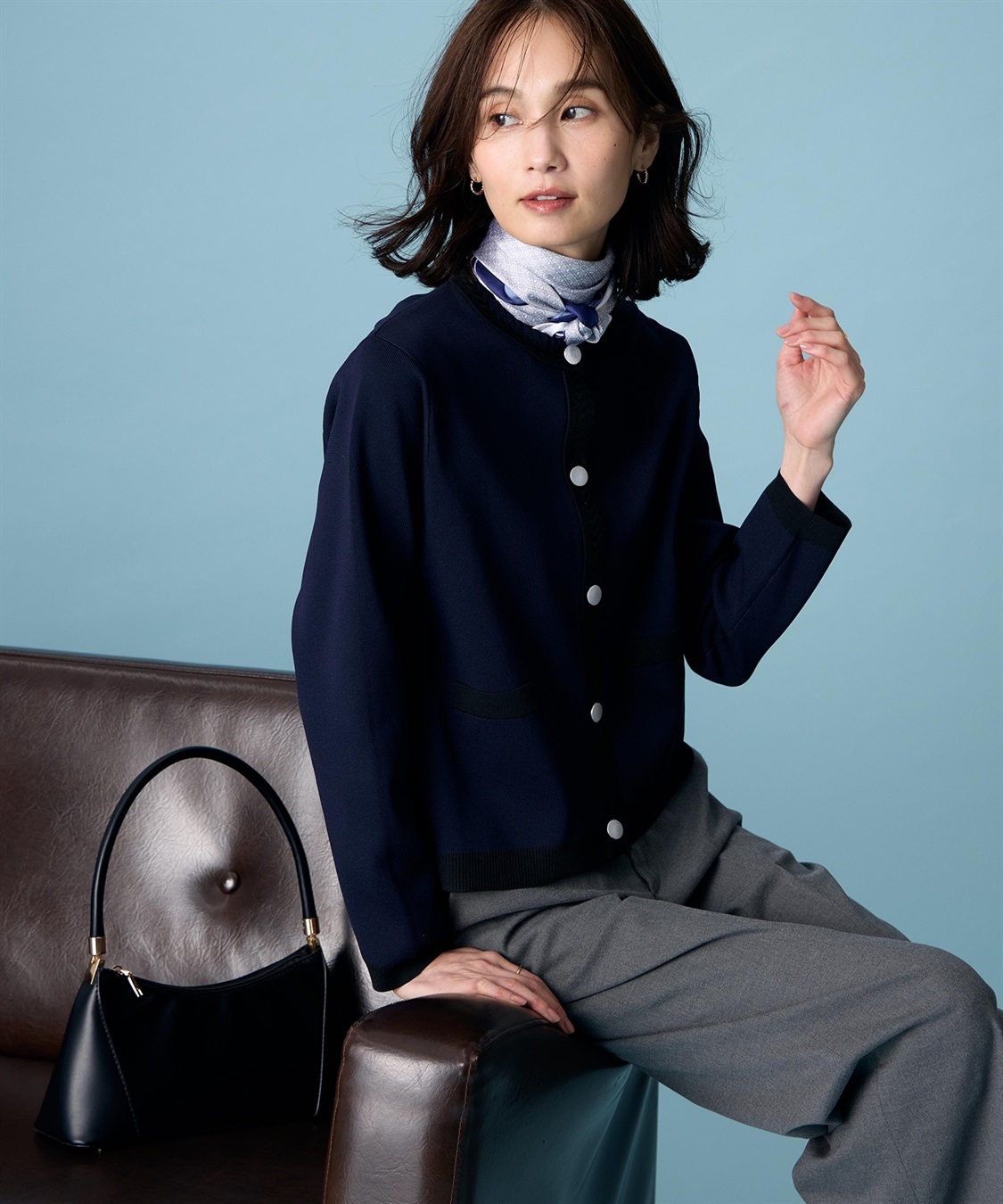 A/C DESIGN BY ALPHA CUBIC バイカラーニットカーディガン【ハンドウォッシャブル】_sub_7