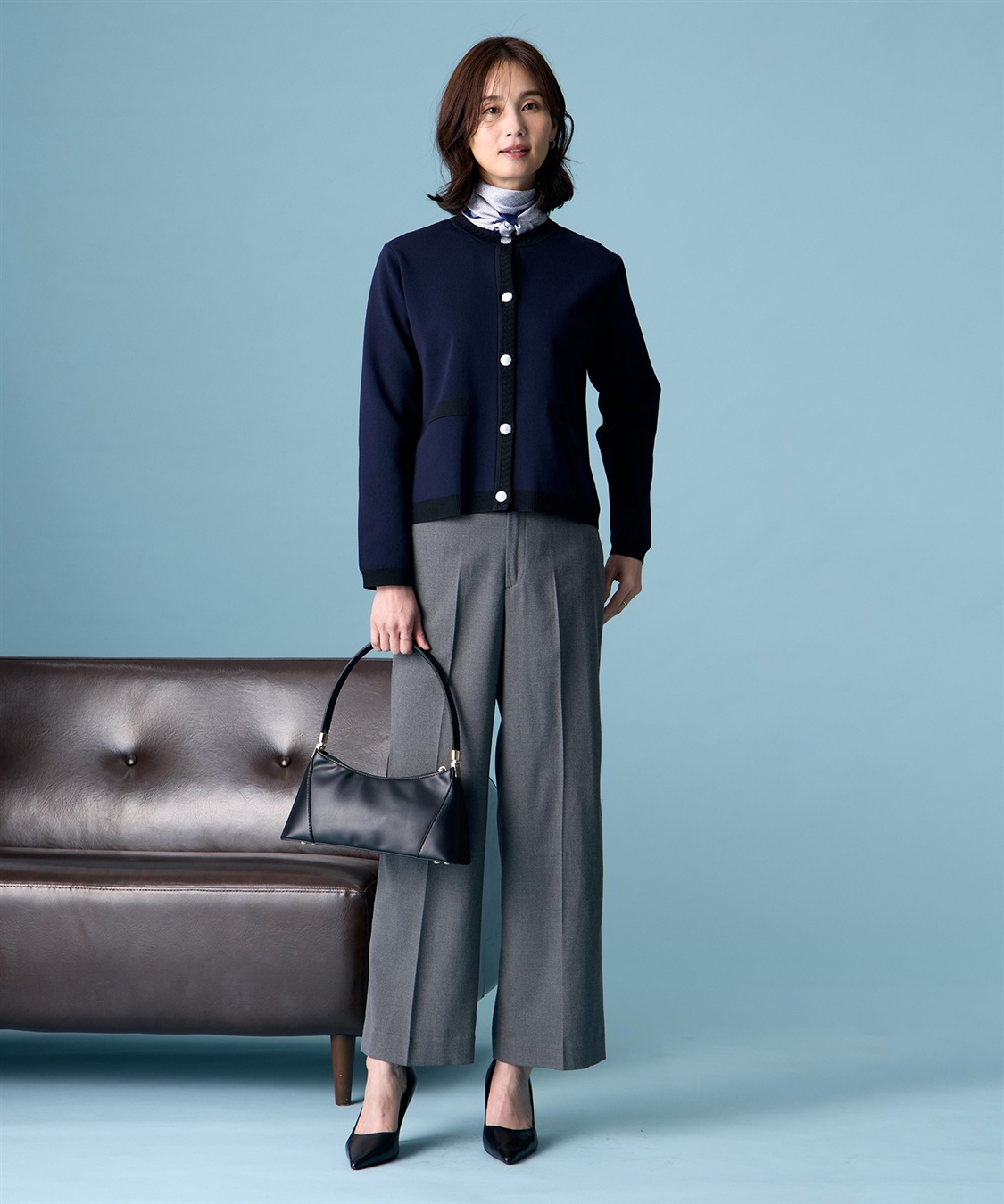 A/C DESIGN BY ALPHA CUBIC バイカラーニットカーディガン【ハンドウォッシャブル】_sub_8