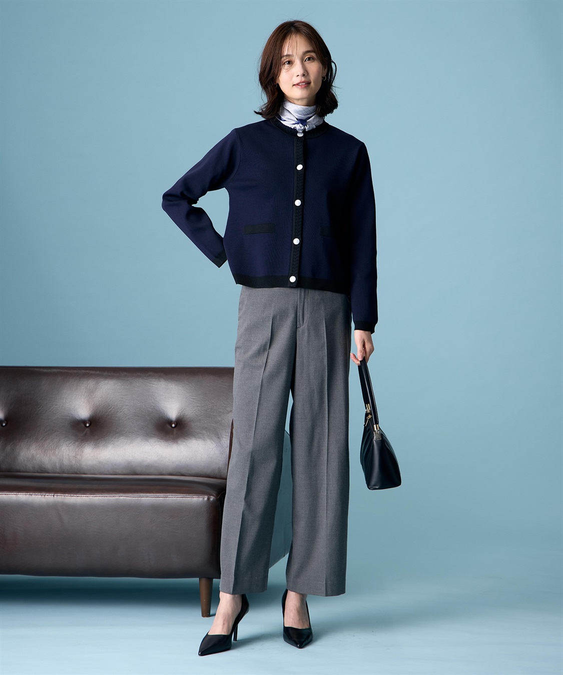 A/C DESIGN BY ALPHA CUBIC バイカラーニットカーディガン【ハンドウォッシャブル】_sub_9